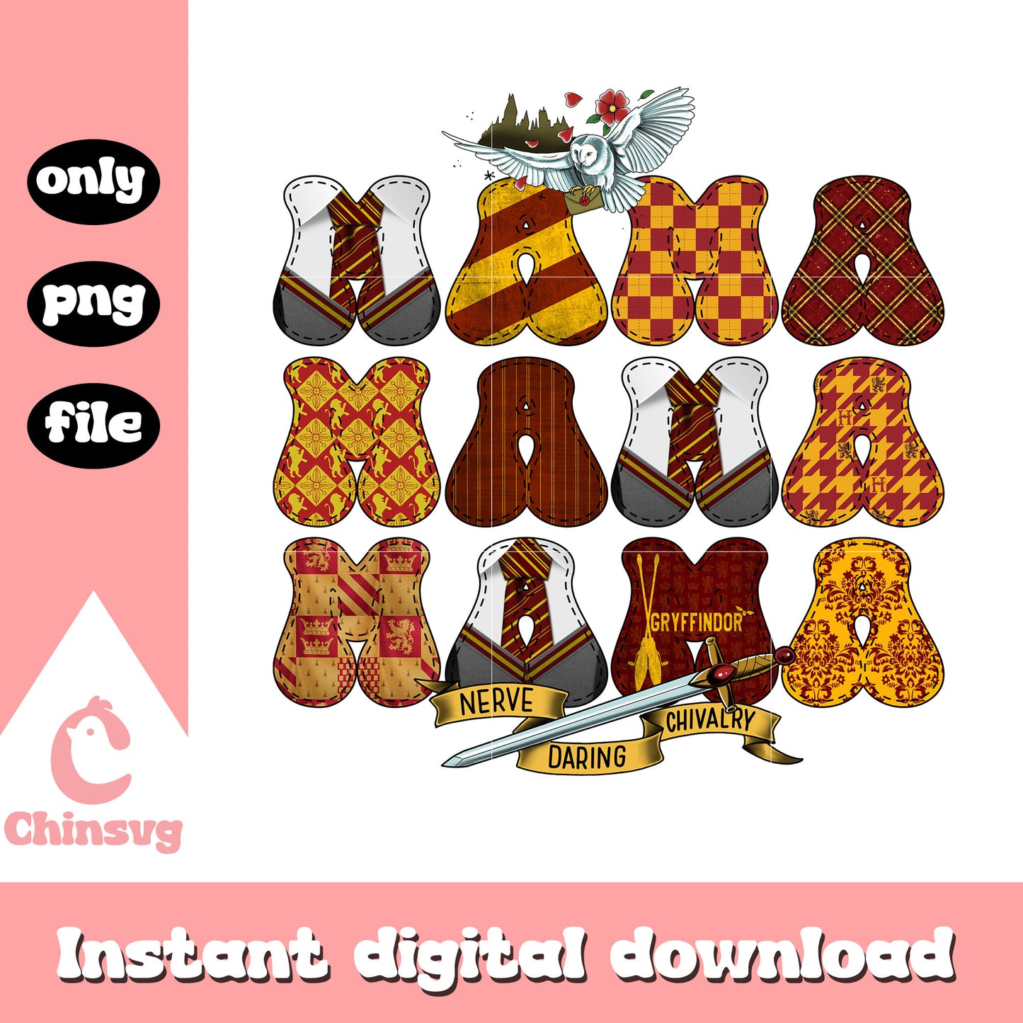 Gryffindor mama font design png, mama png, harry potter png