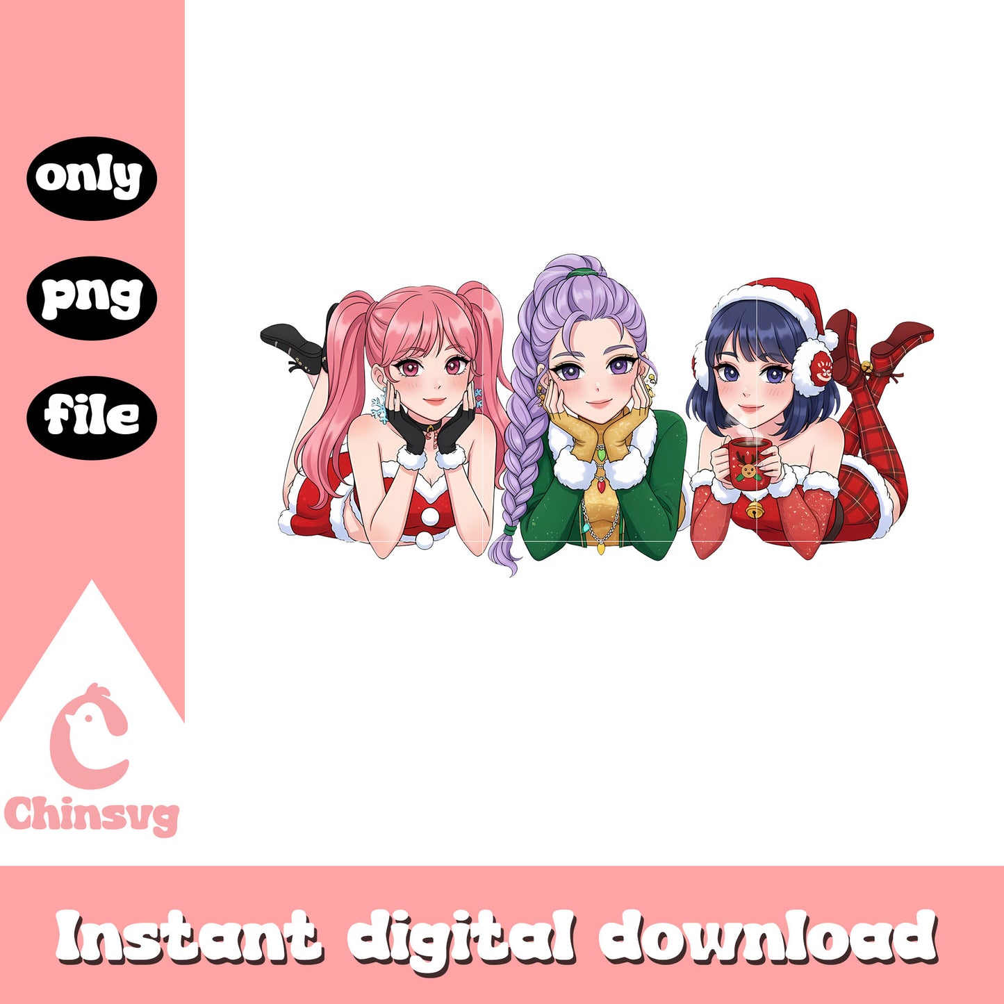 HUntrix merry christmas png, christmas kpop png