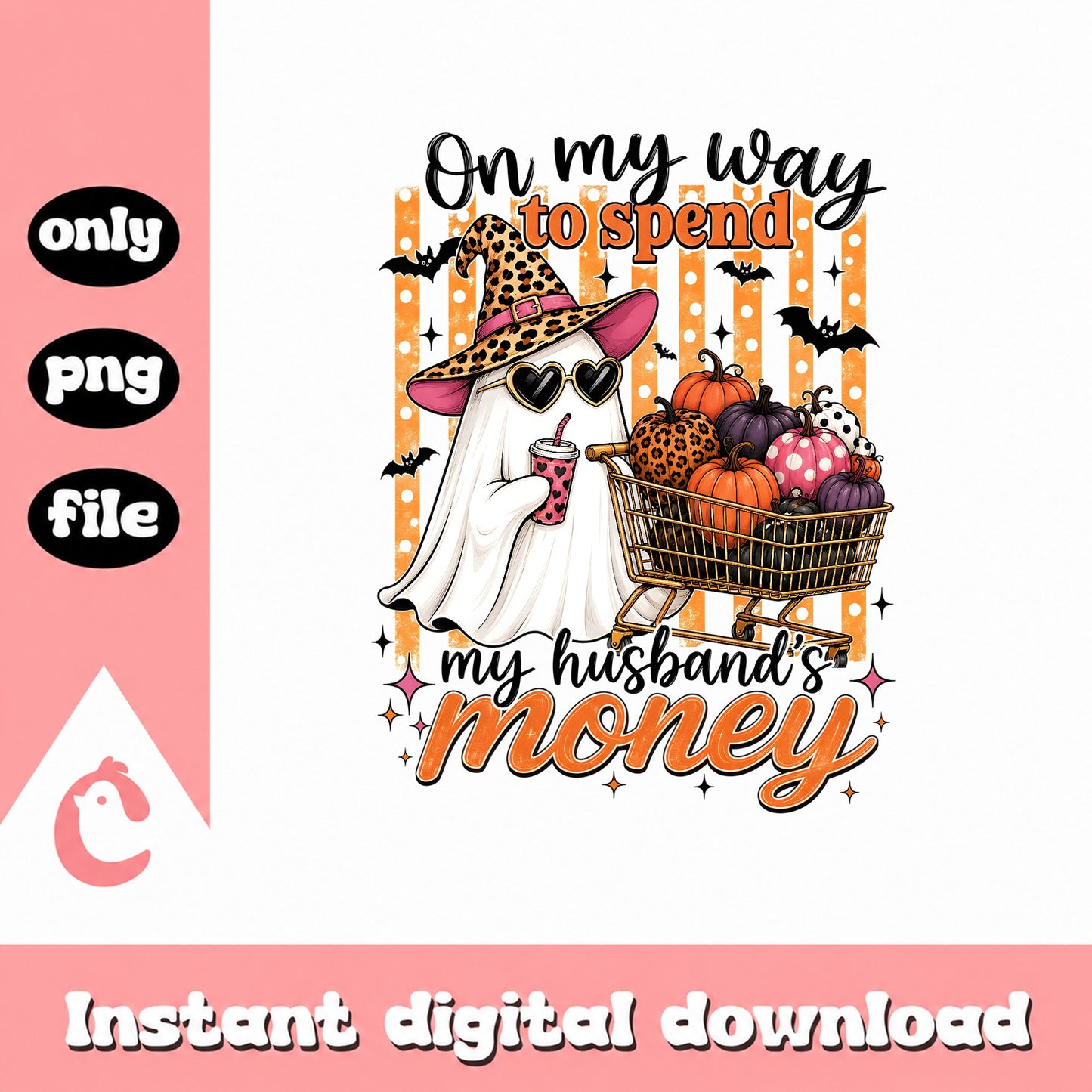 Halloween Ghost Shopping Cart PNG, Funny Spending Money, PNG File