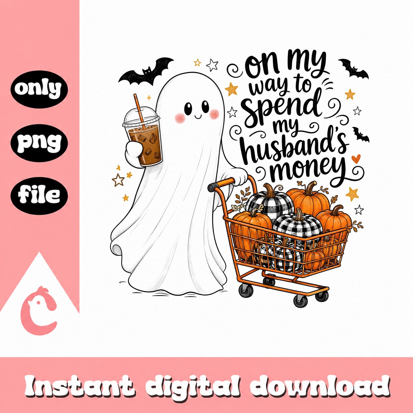 Halloween Ghost Shopping SVG, Funny Fall Quote, PNG File
