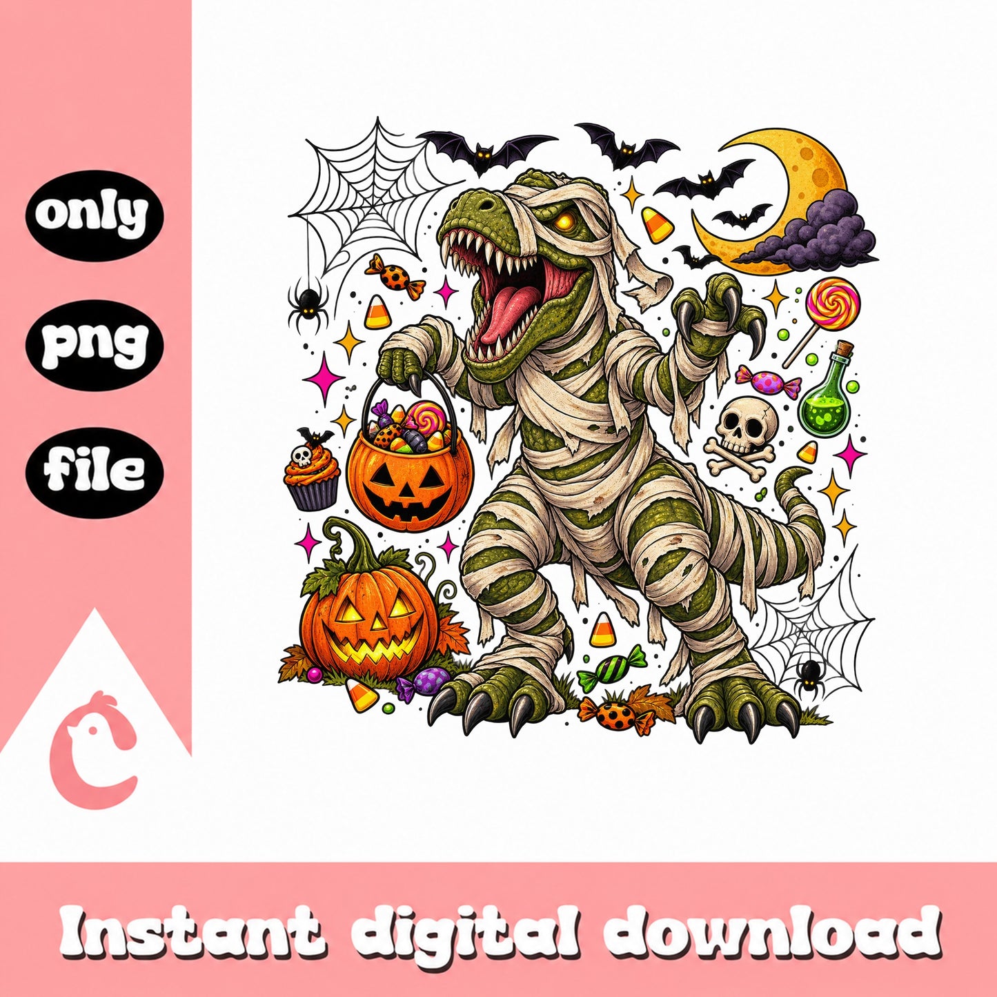 Halloween Mummy T Rex Dinosaur PNG, Trick Or Treat Clipart, PNG