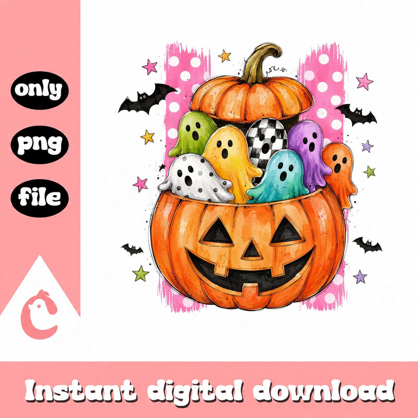 Halloween Pumpkin Ghost PNG, Cute Ghost Clipart, Halloween PNG