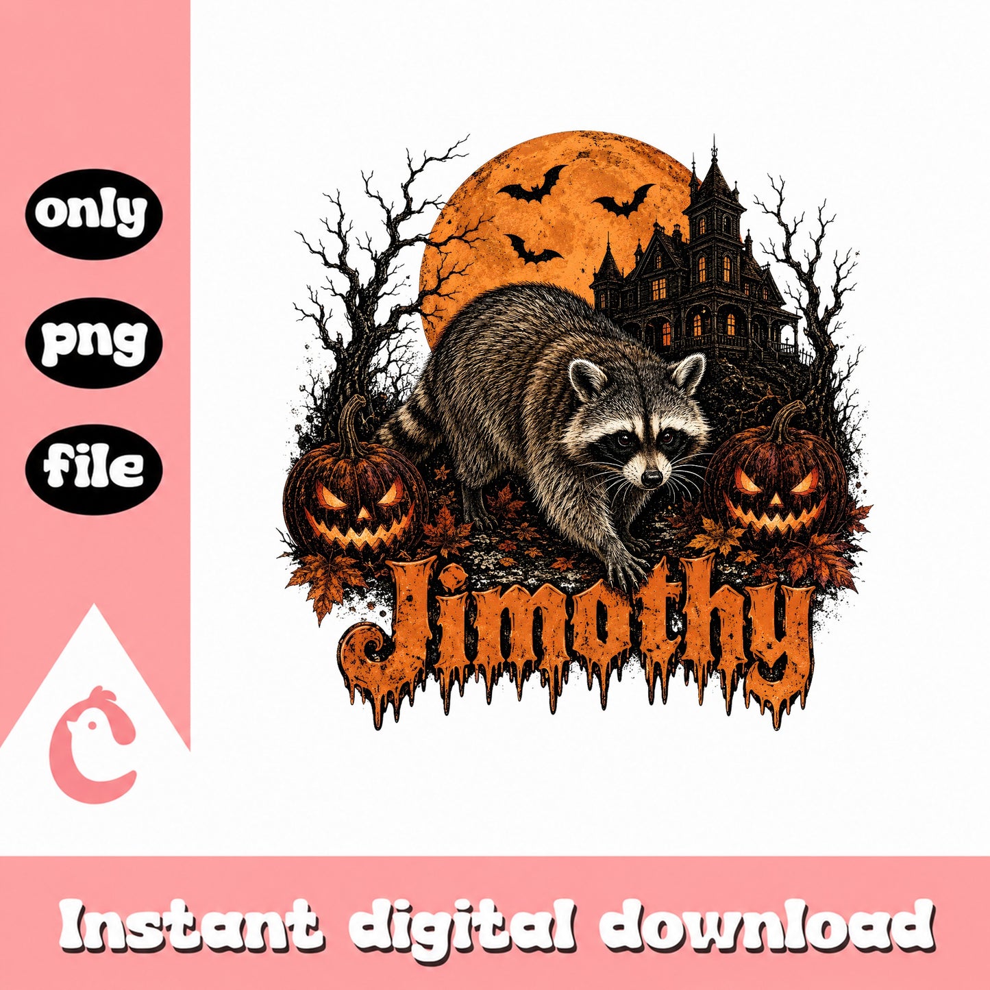 Halloween Raccoon PNG, Spooky Haunted House, Fall Autumn PNG