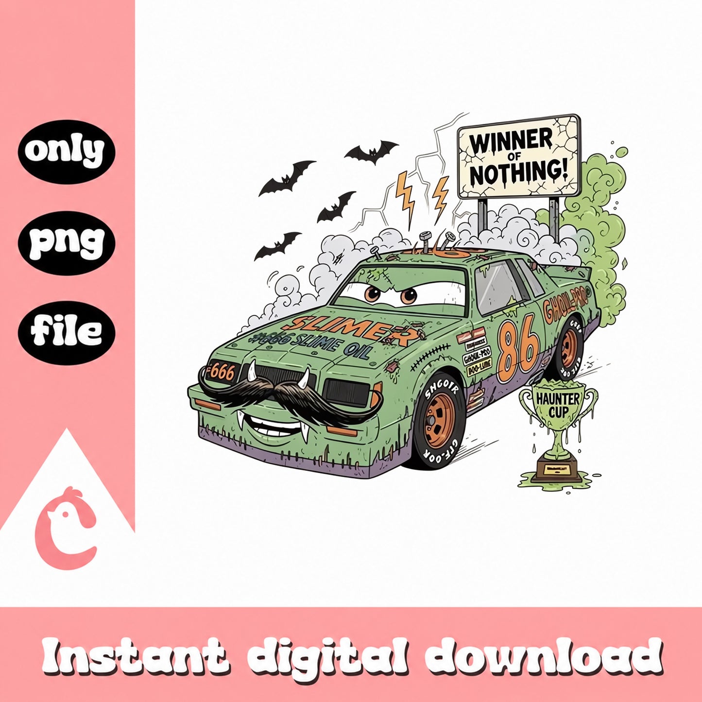 Halloween Race Car PNG, Spooky Car Clipart, Halloween PNG