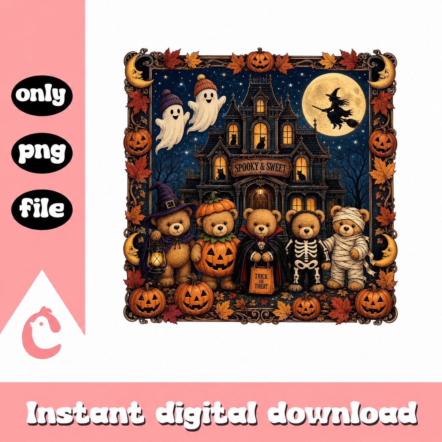 Halloween Teddy Bear Spooky And Sweet PNG, Trick Or Treat PNG, Halloween PNG