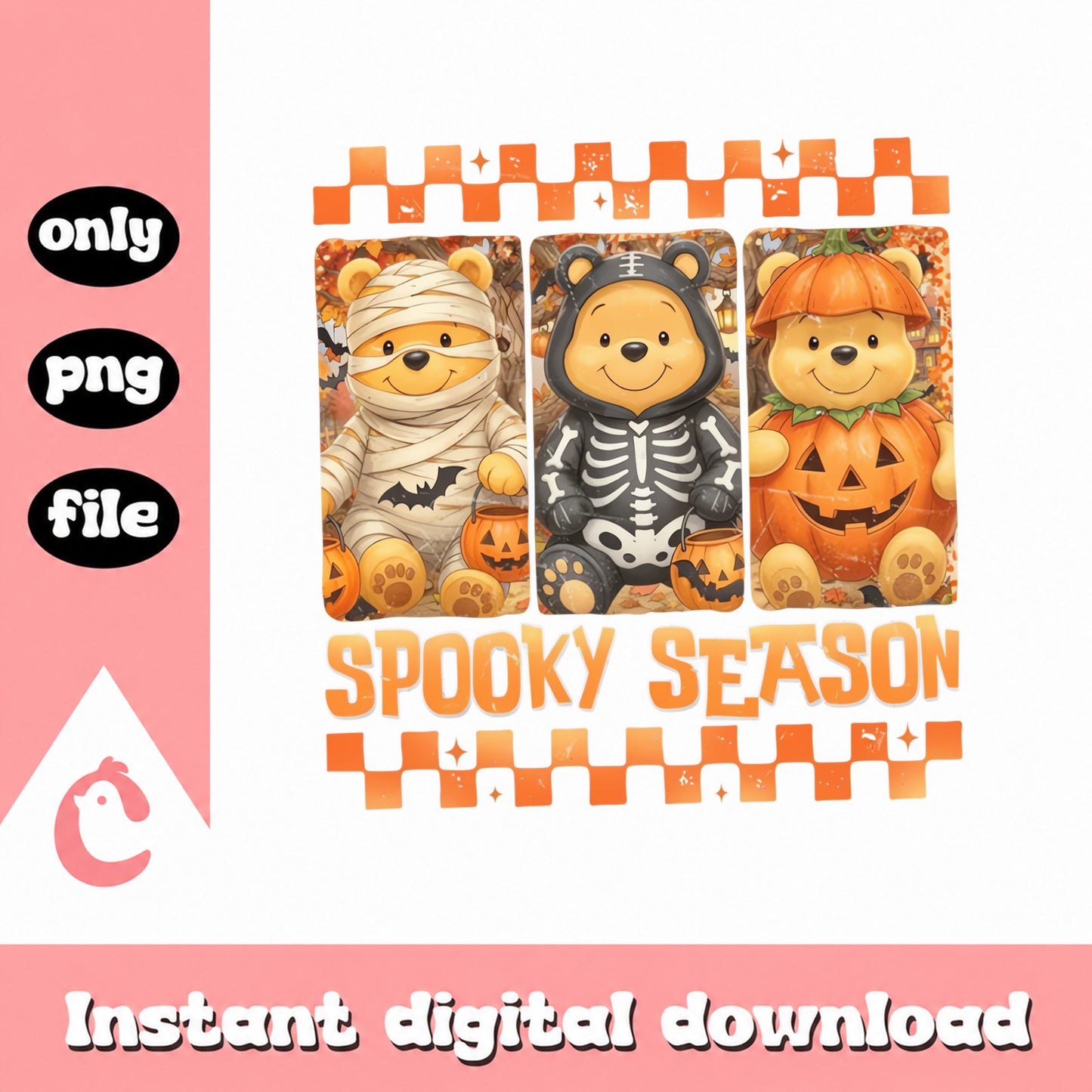 Halloween Winnie The Pooh PNG Bundle, Spooky Season PNG, Cute Bear PNG