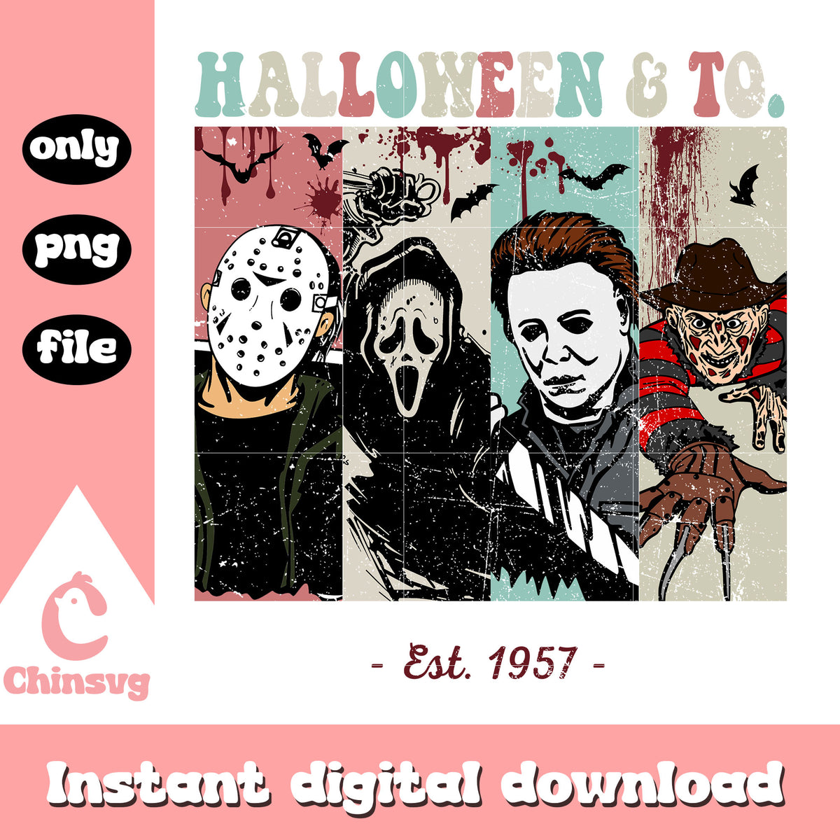 Halloween and to est 1957 horror png, retro halloween 1957 horror png