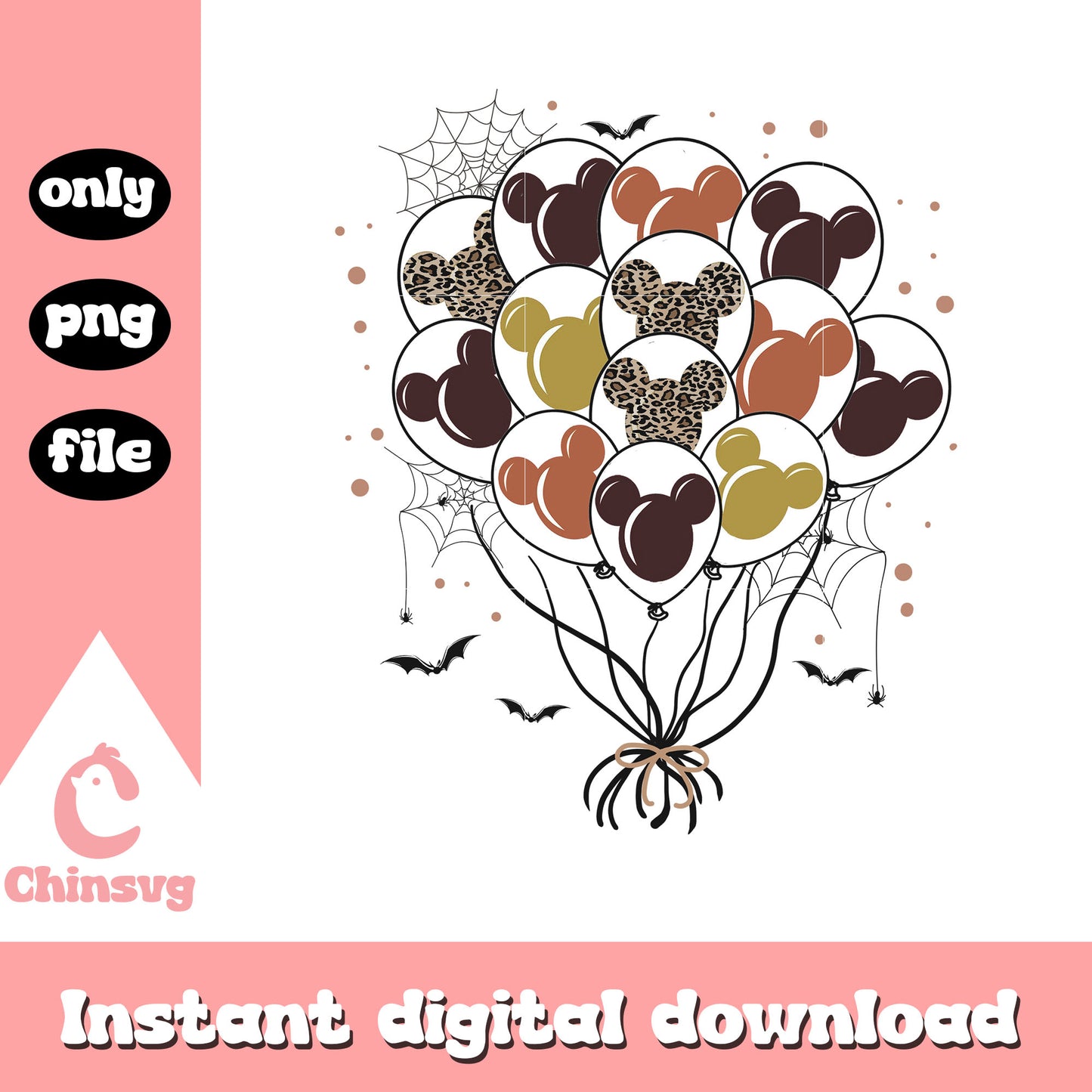 Halloween balloons mickey ear design png, halloween decor png