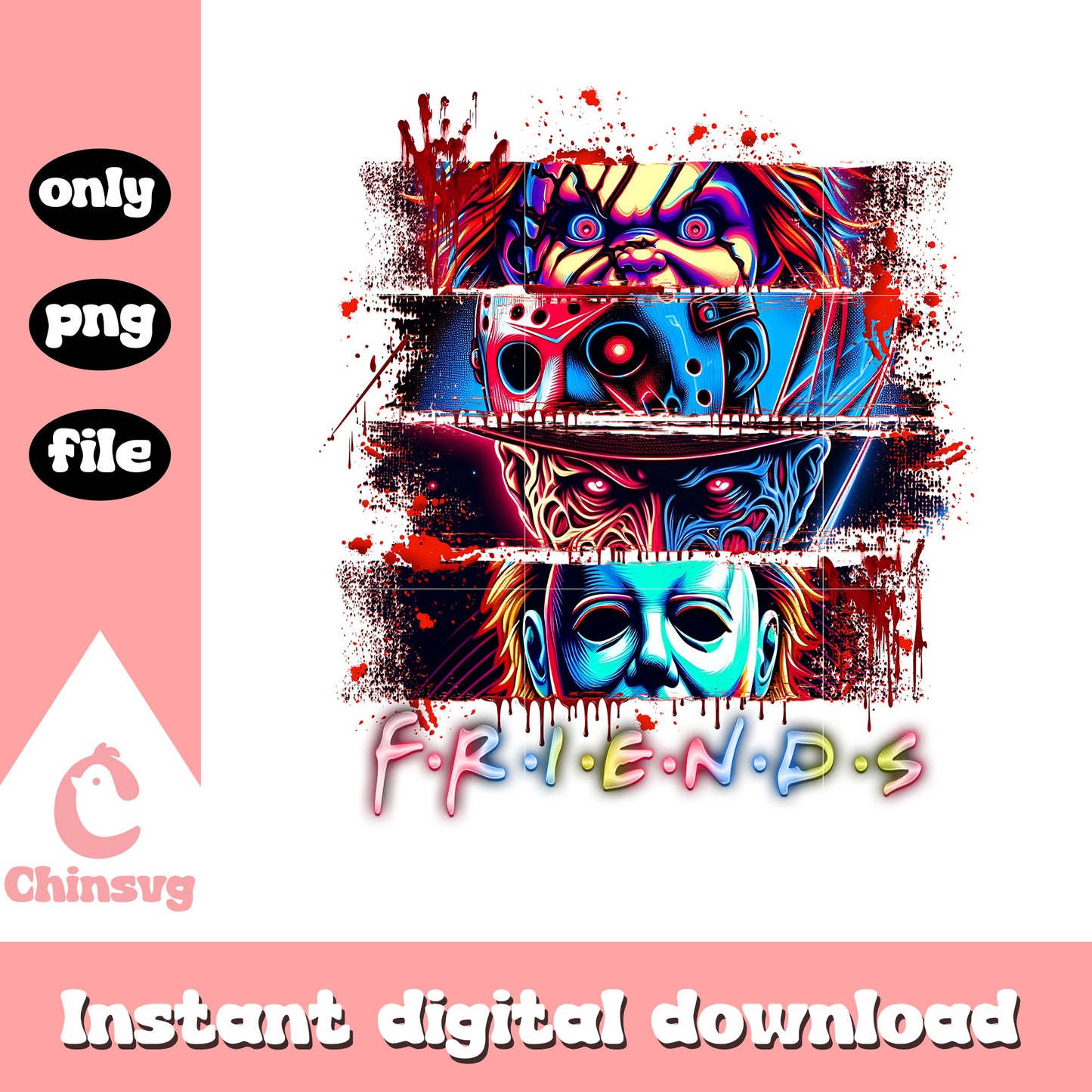 Halloween friends horror eyes collage picture png, happy halloween png