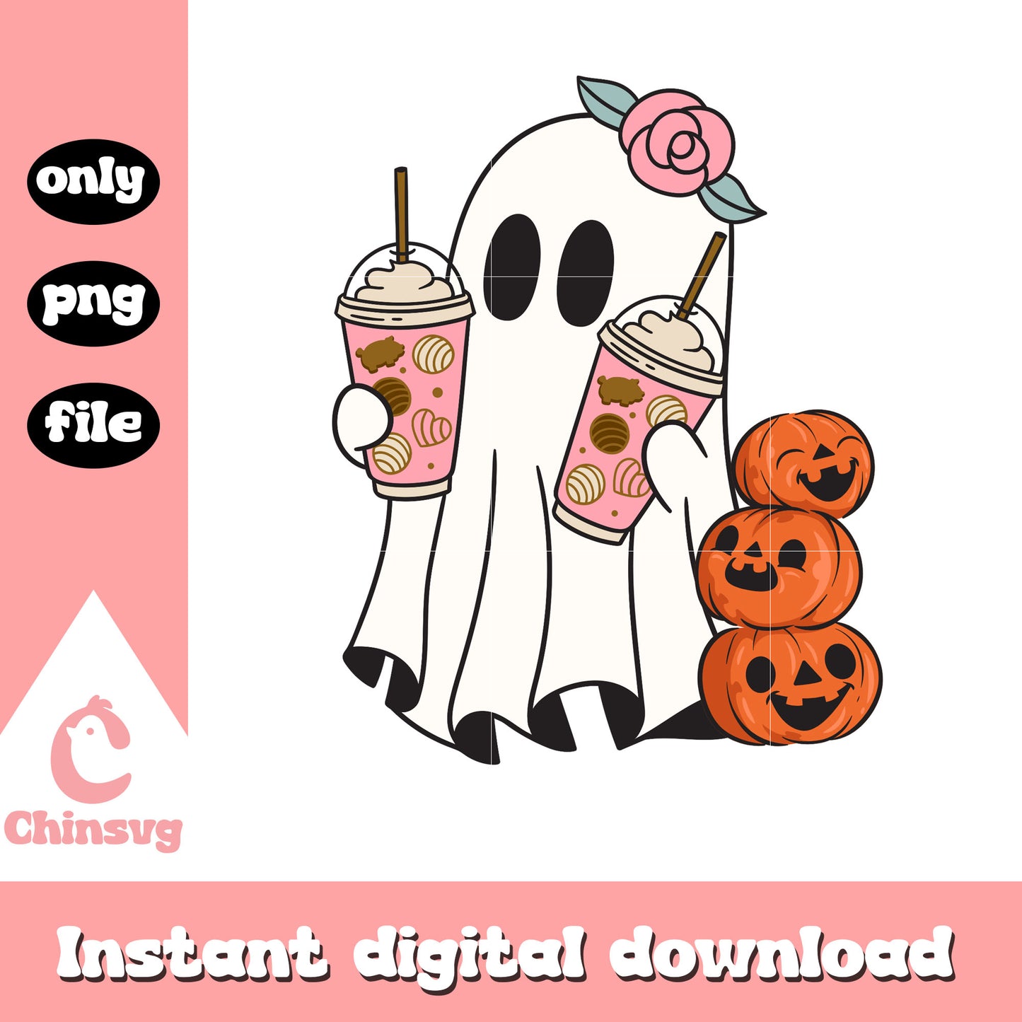 Halloween ghost and pumpkin png, halloween pumpkin png