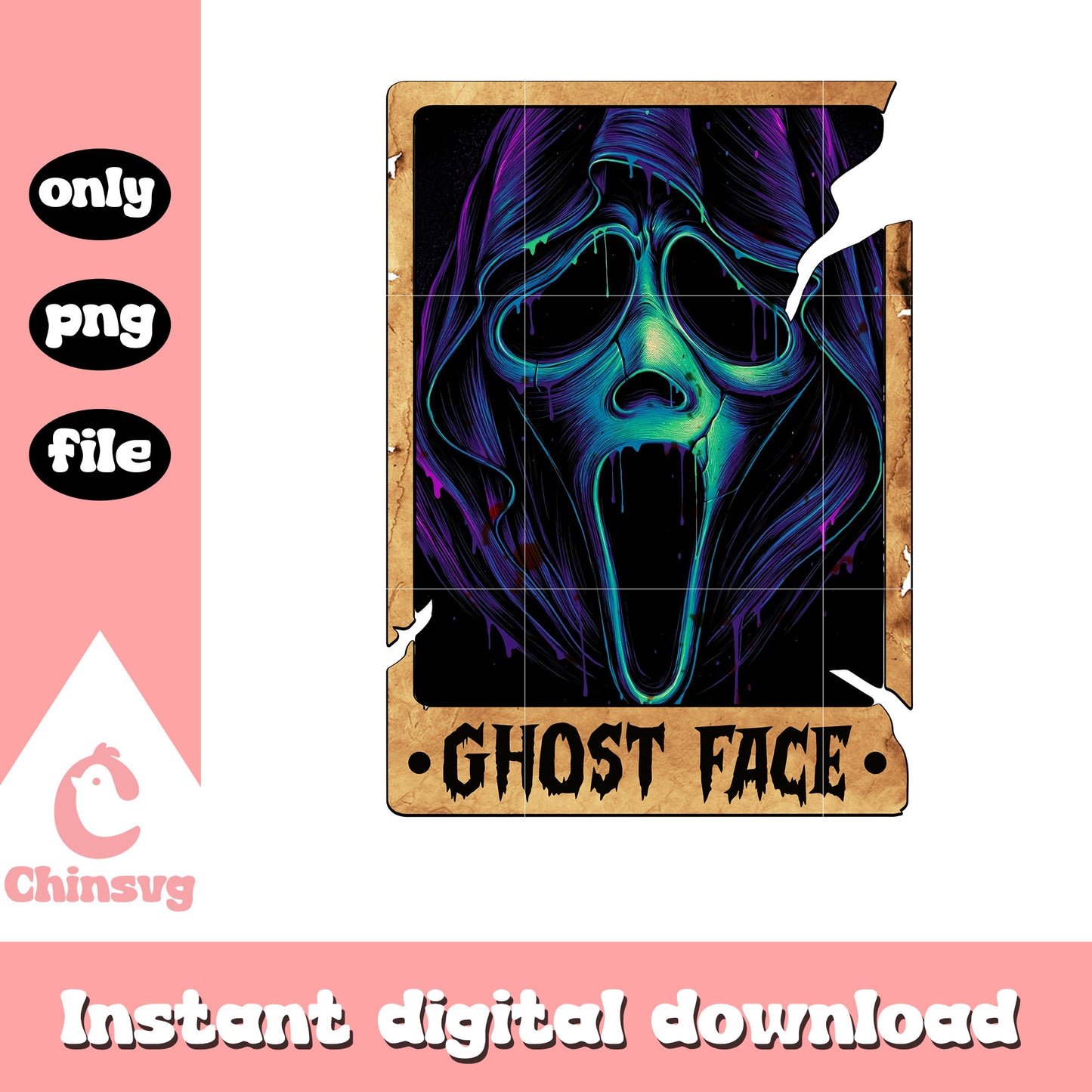 Halloween ghost face card png, scarist horror movie png