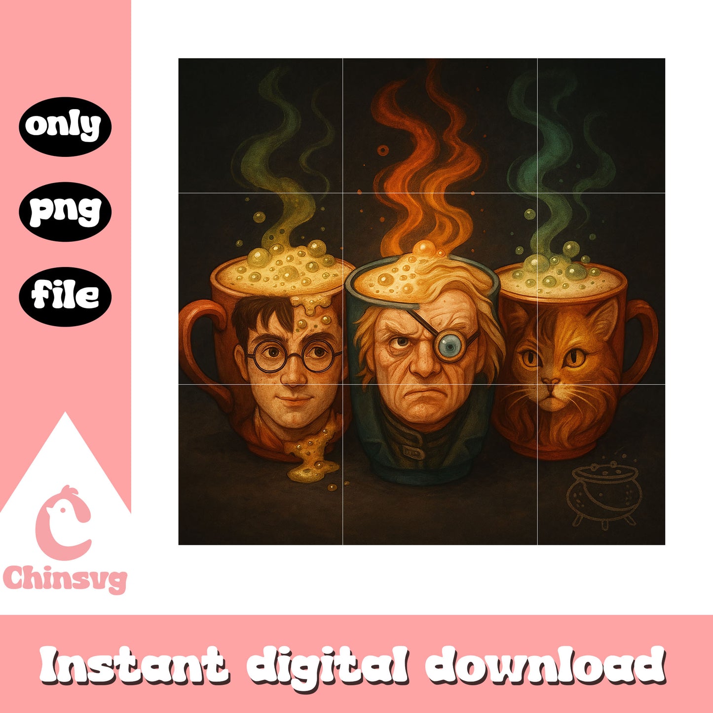 Halloween harry potter cups gothic design png, harry potter movie png
