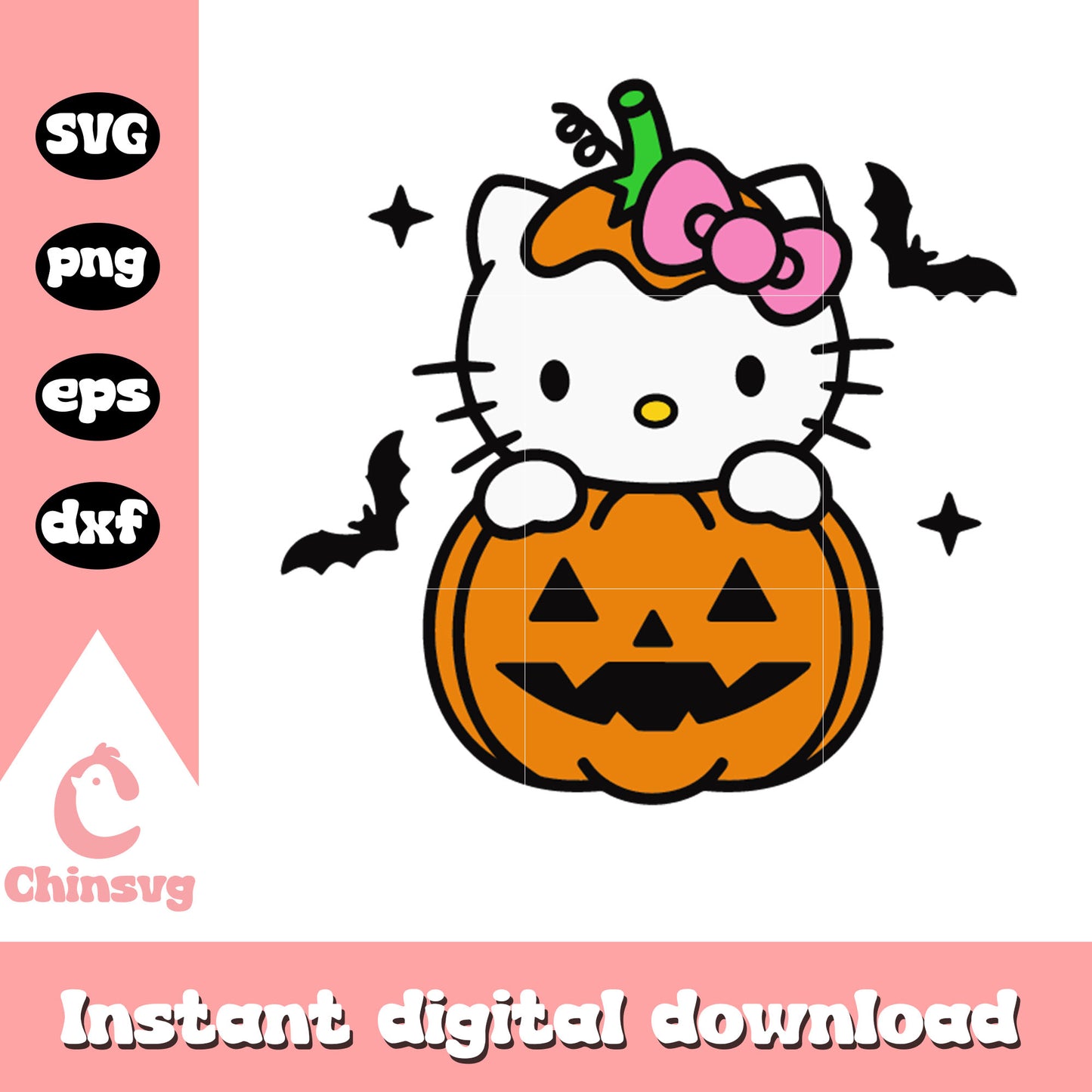 Halloween hello kitty pumpkin svg, halloween cosplay svg