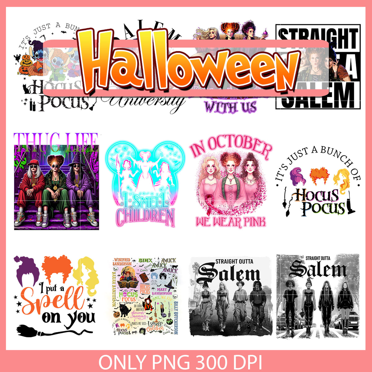 Halloween hocus pocus bundle png, halloween hocus pocus png
