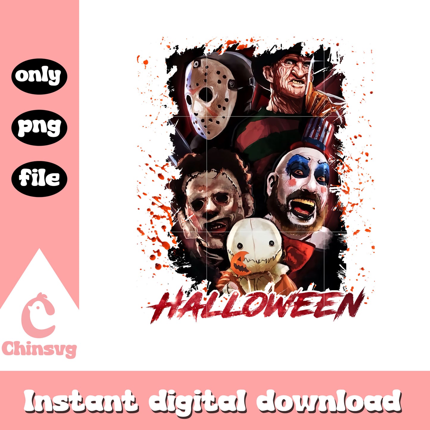 Halloween horror characters png, halloween png, horror movies png