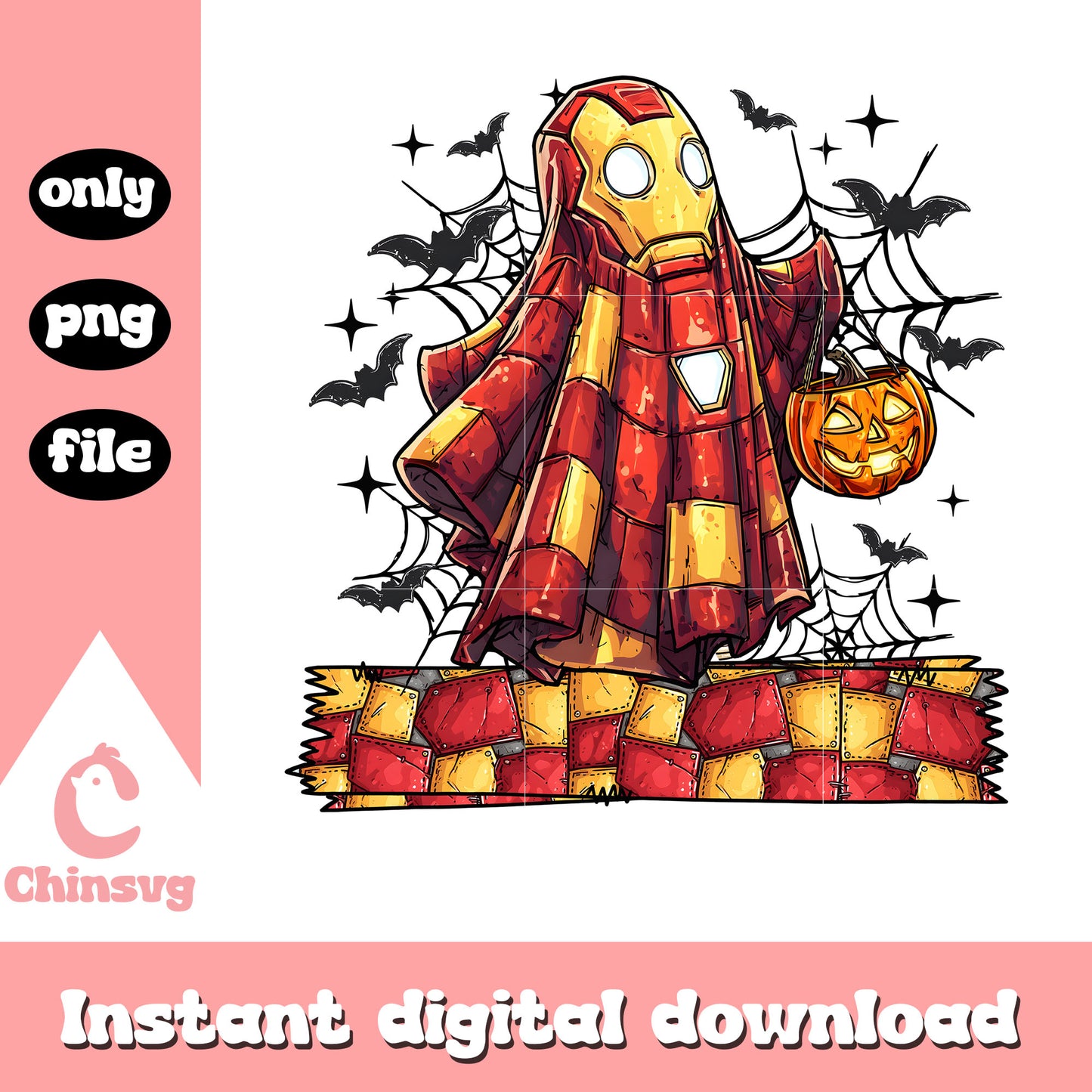 Halloween ironman hand pumpkin design png, iron man marvel png