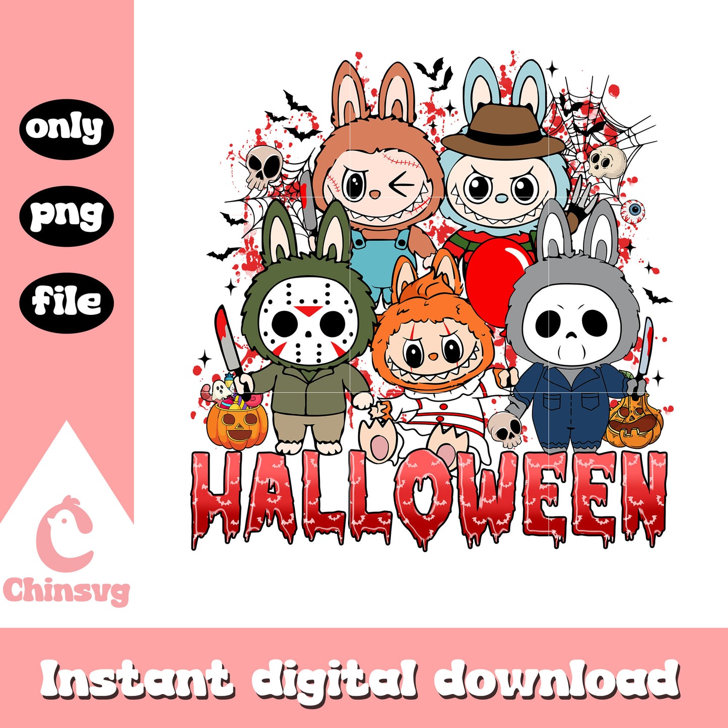Halloween labubu horror character movies png, spooky movies png