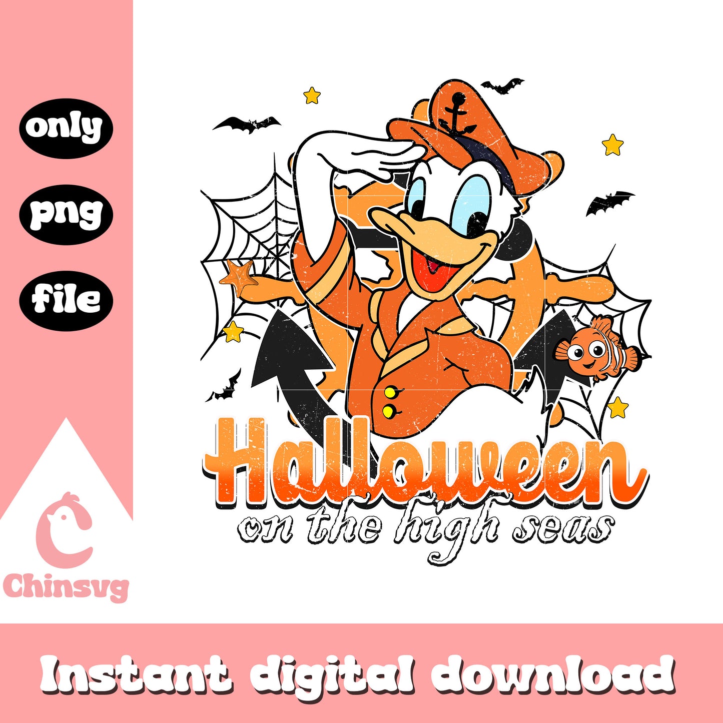 Halloween on the high seas donald design png, disney donald png