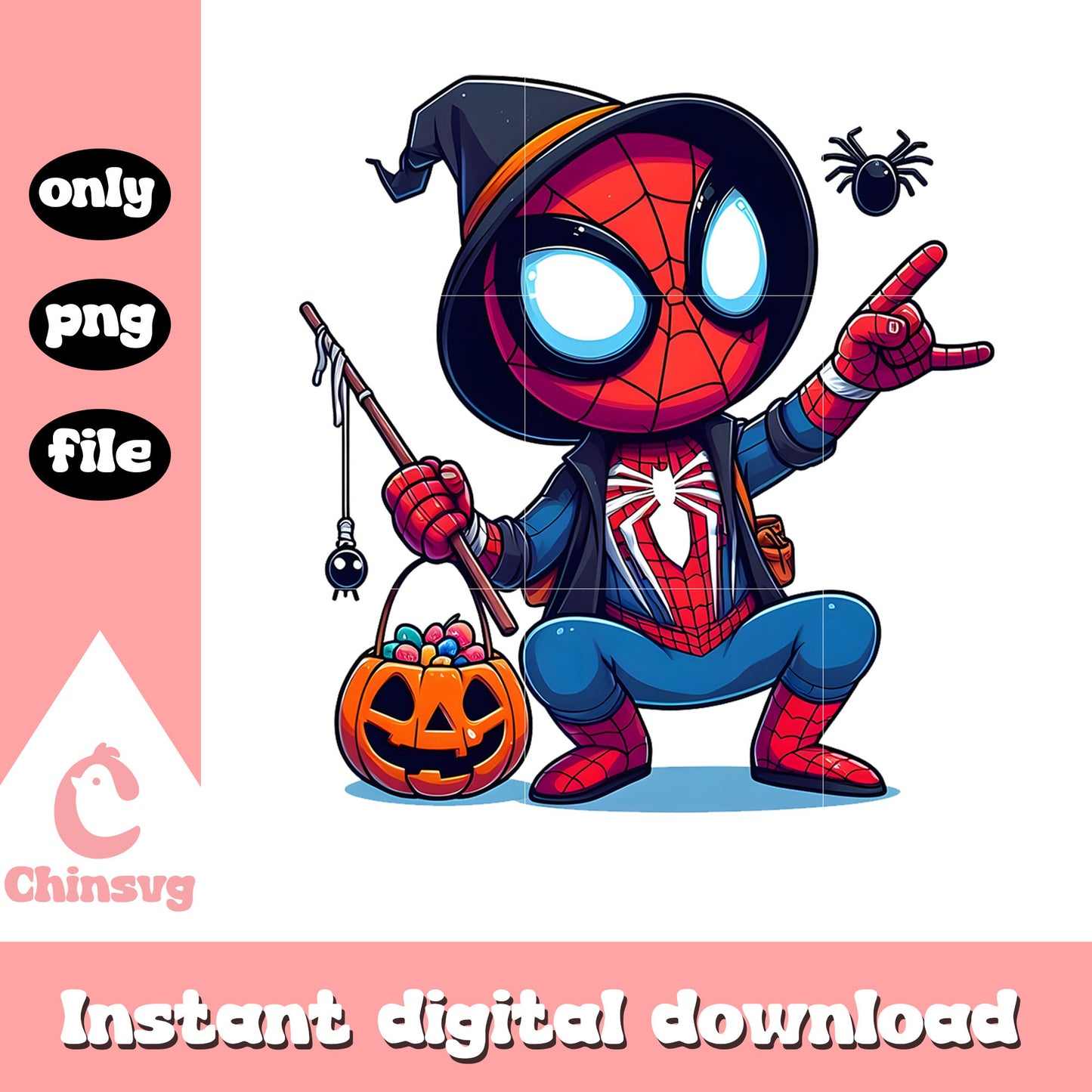 Halloween pumpkin cute witch spiderman png, spiderman movie png
