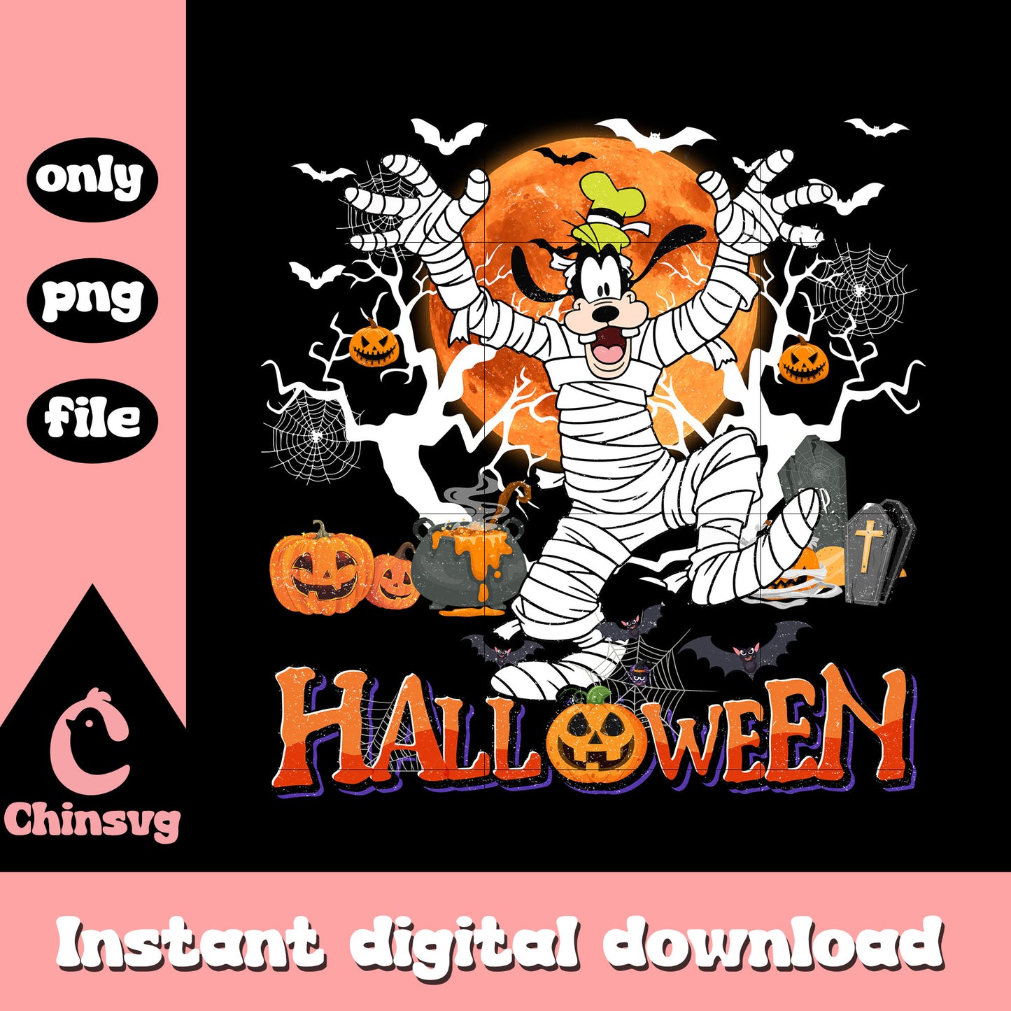Halloween pumpkin goofy design png, goofy halloween png