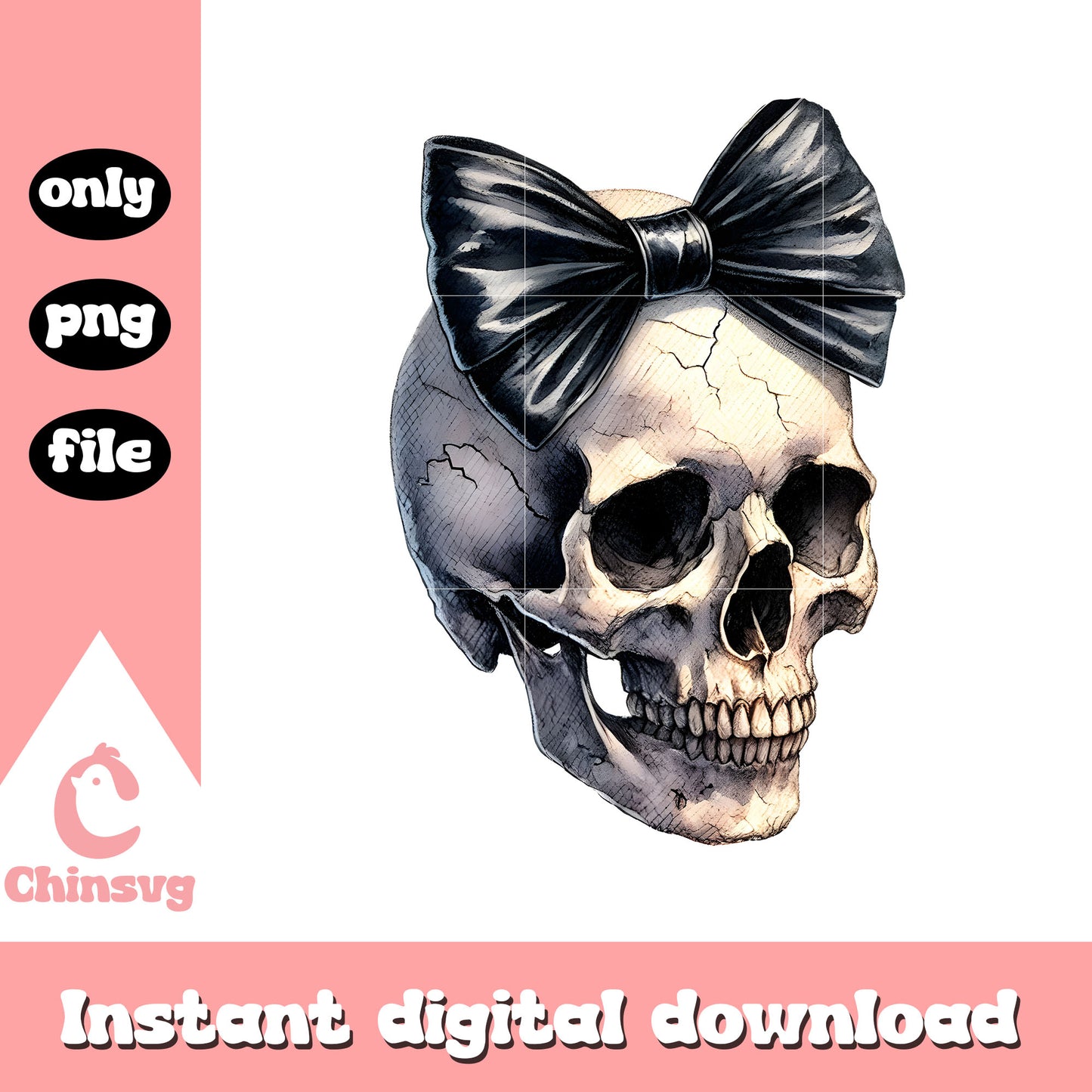 Halloween skull coquette bow design png, skull halloween png