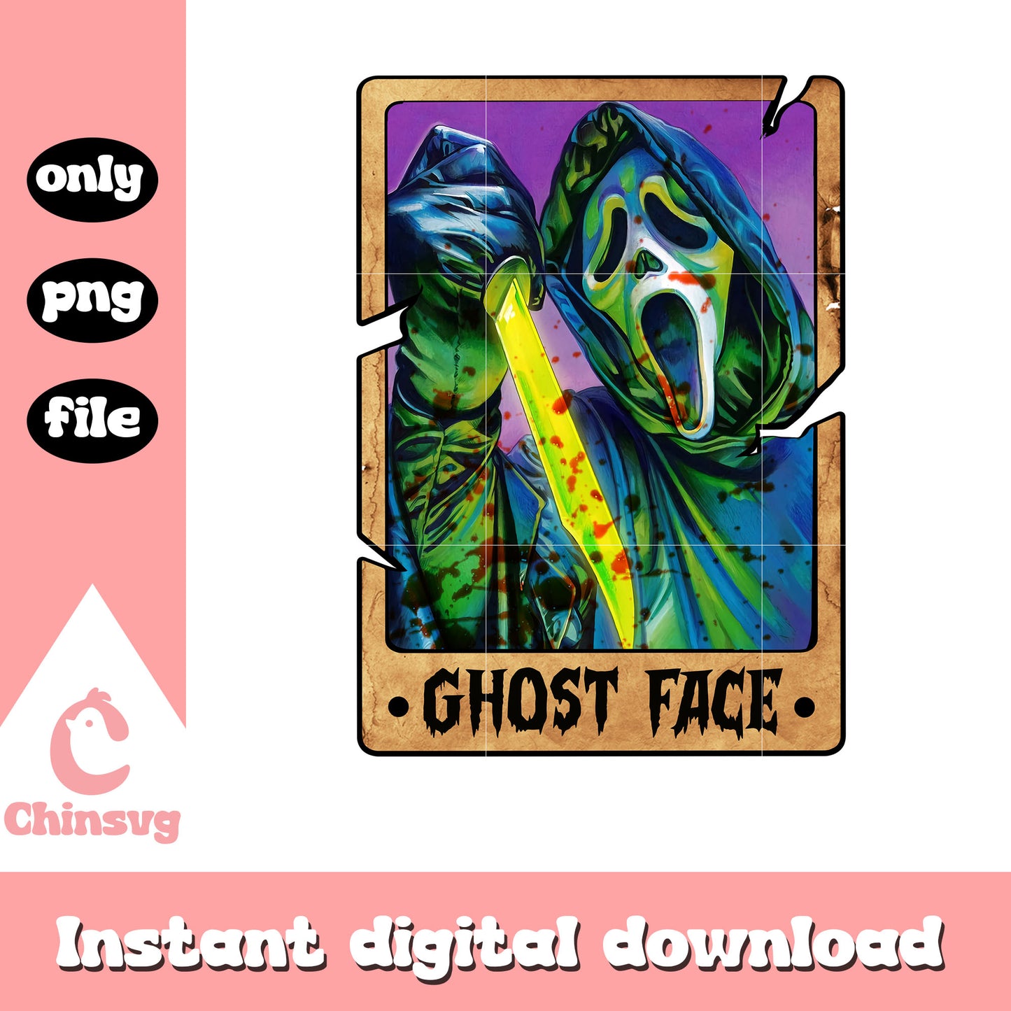 Halloween tarot card ghost face png, the killer png