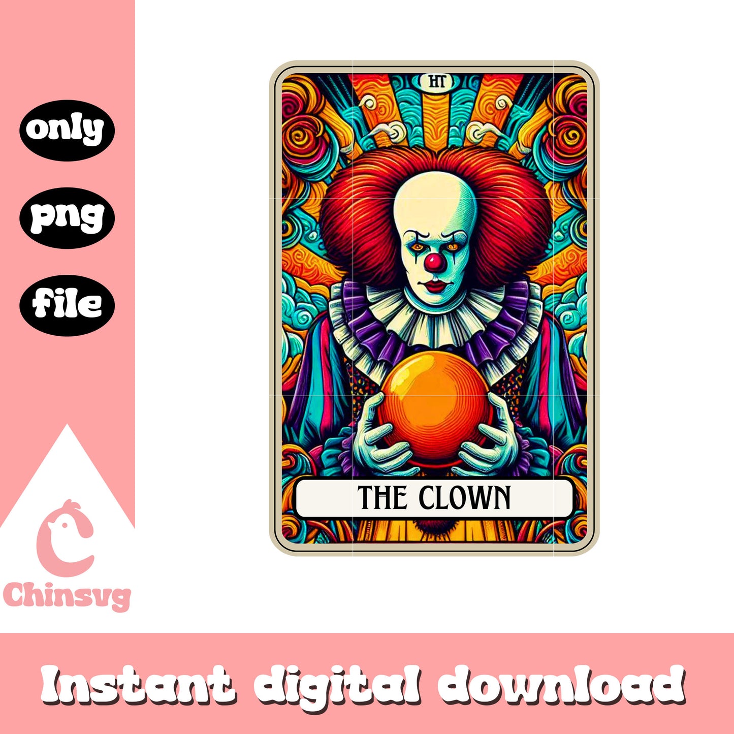 Halloween tarot card the clown png, pennywise png
