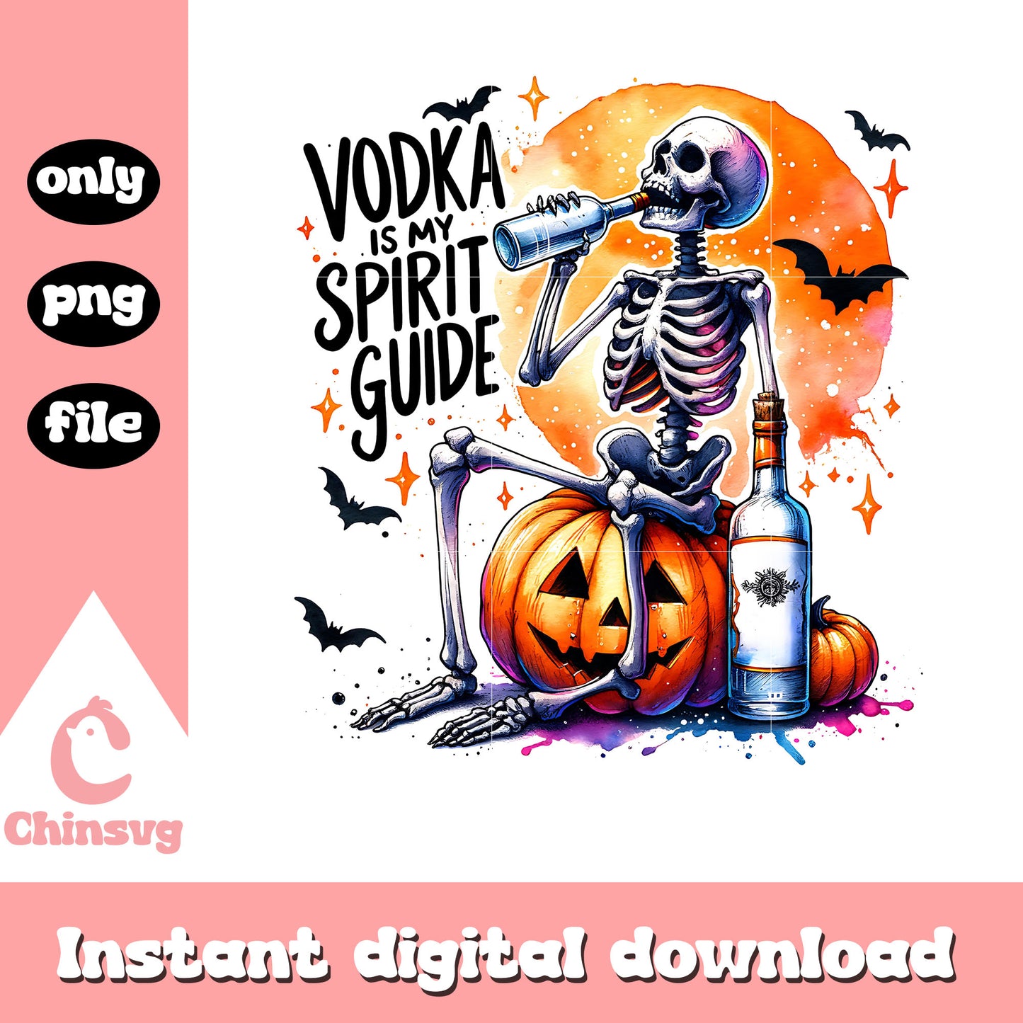 Halloween vodka is my spirit guide design png, halloween day png