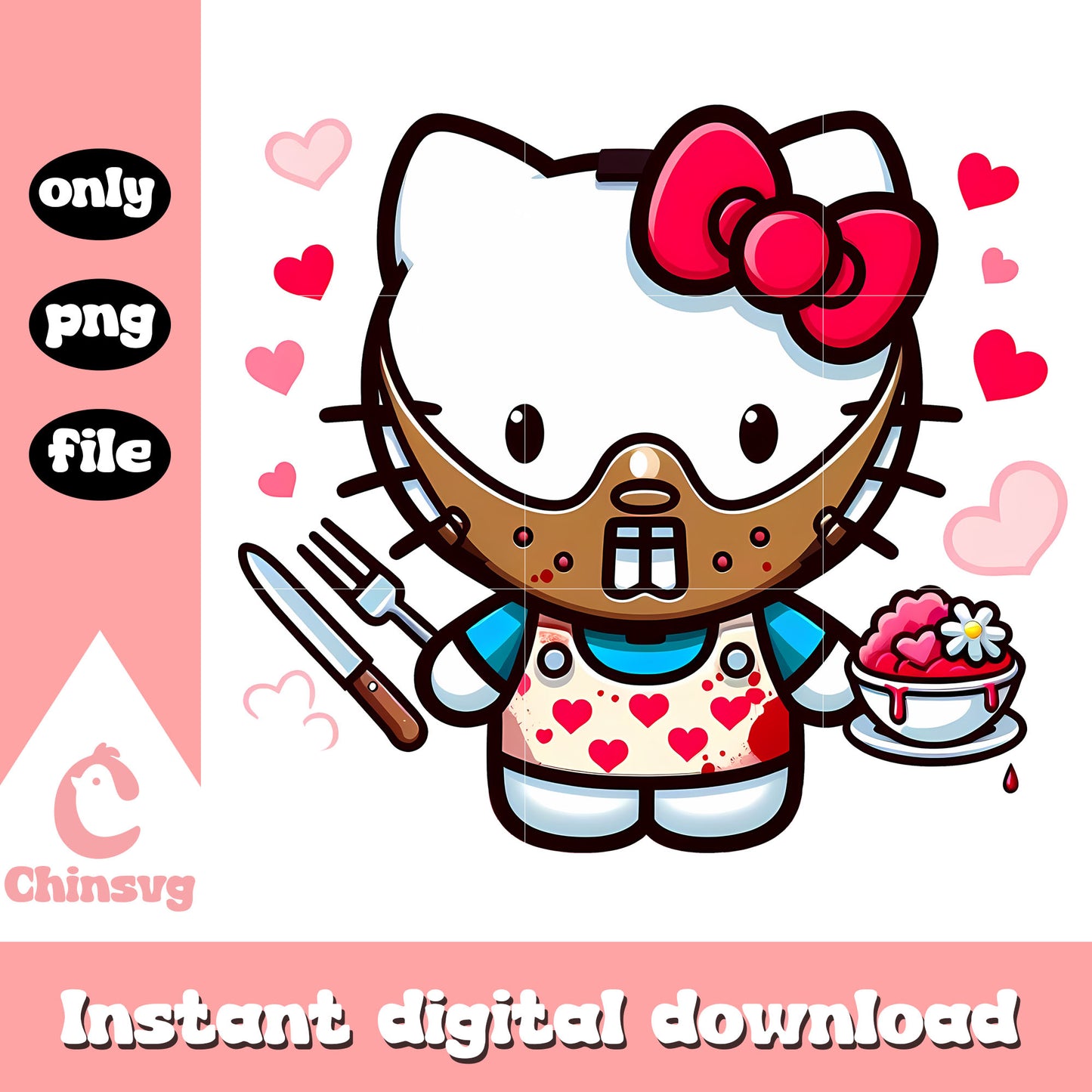 Hannibal Lecter x hello kitty png, horror movies png, halloween costume png