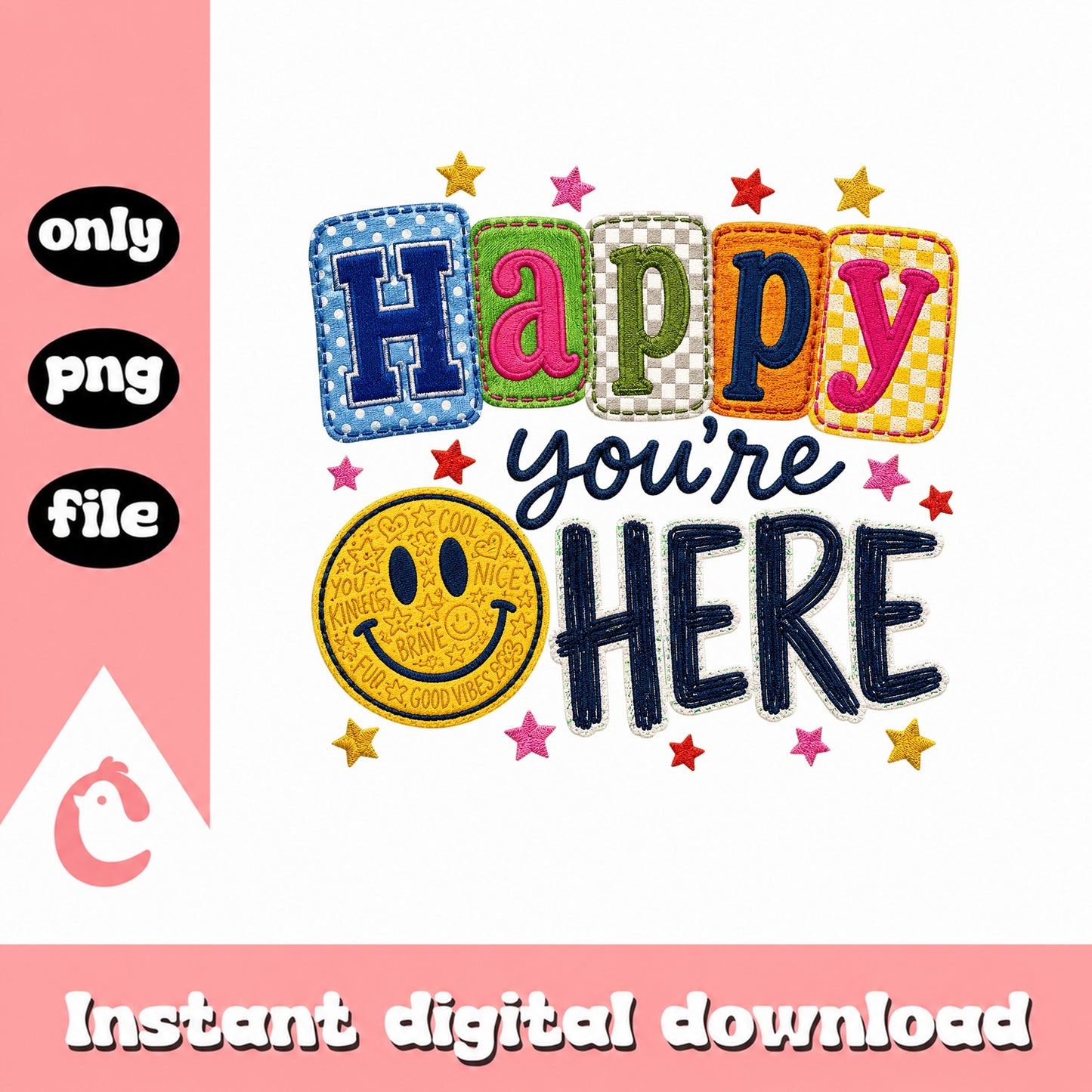 Happy You're Here Smiley Face PNG, Back To School Design, PNG