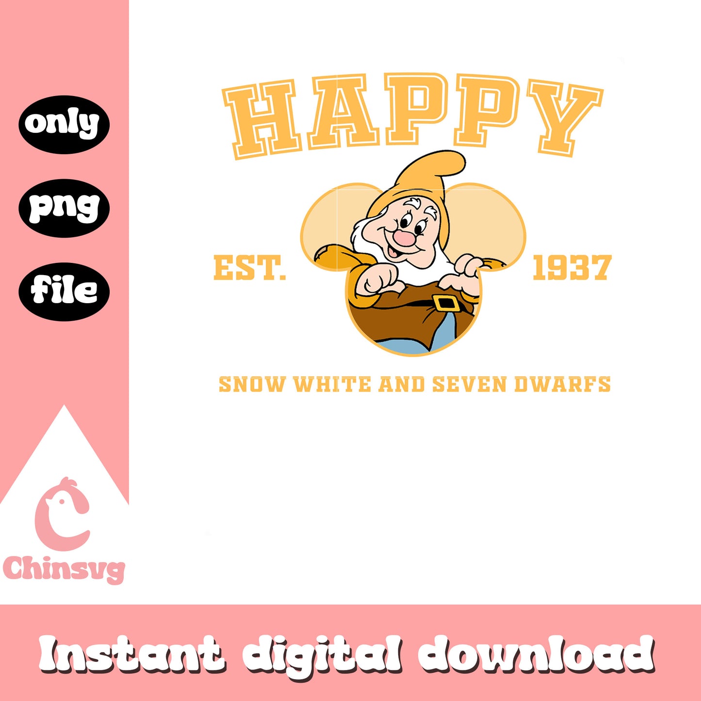 Happy est 1937 snow white png, snow white and seven dwarfs film png
