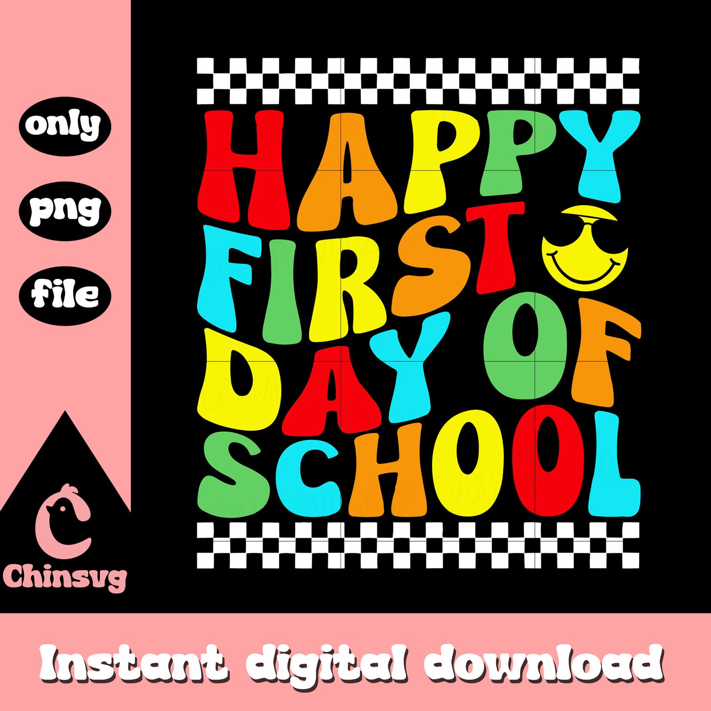Happy first day of school design png, back to school sign png
