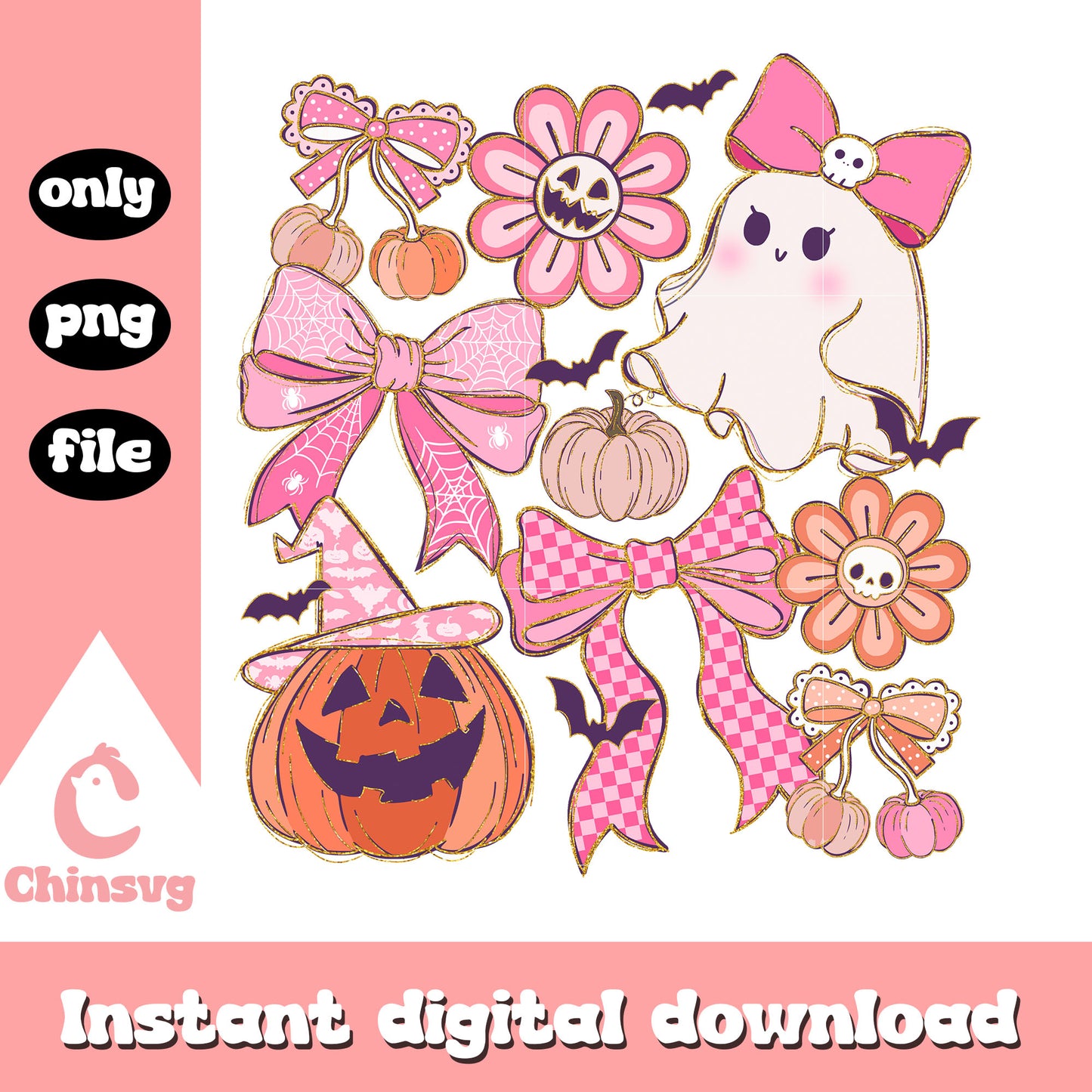 Happy halloween coquette bow design png, trick or treat png