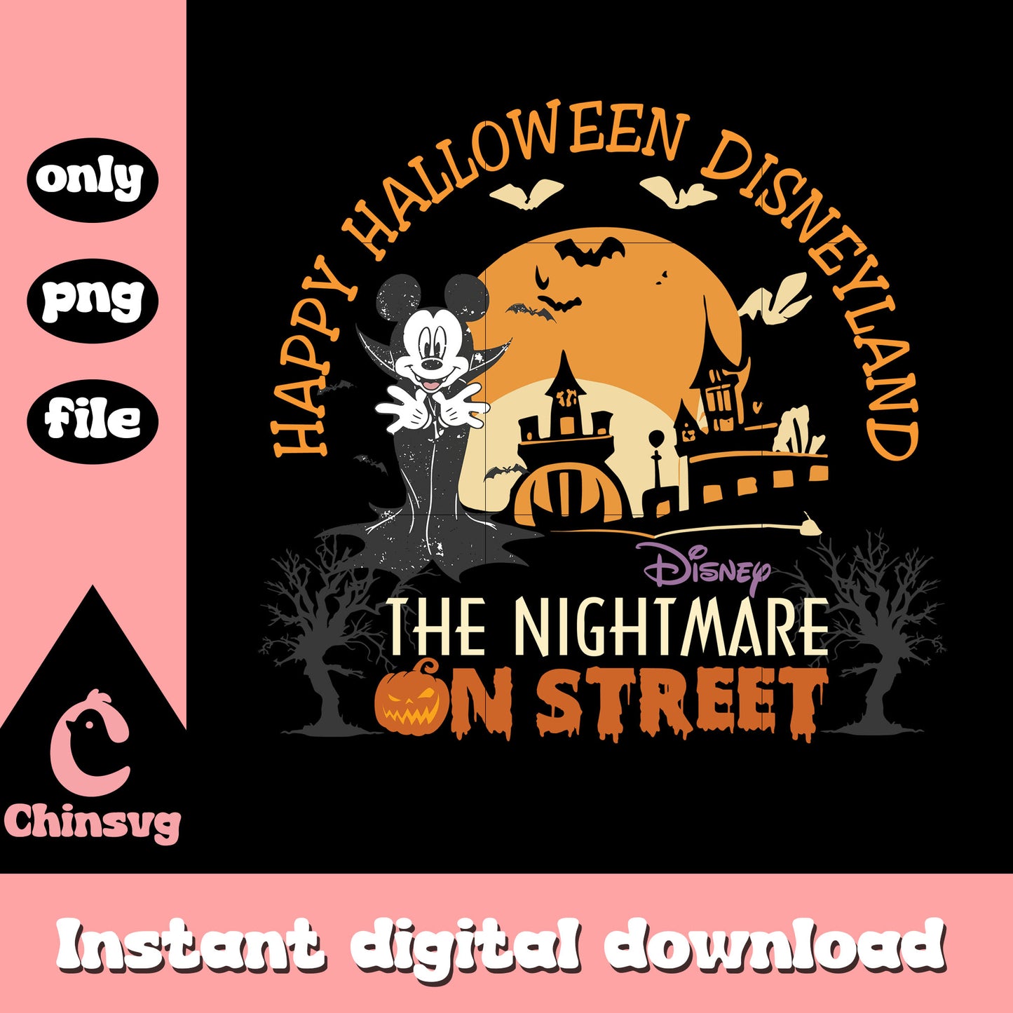 Happy halloween disneyland mickey cartoon png, nightmare on street png