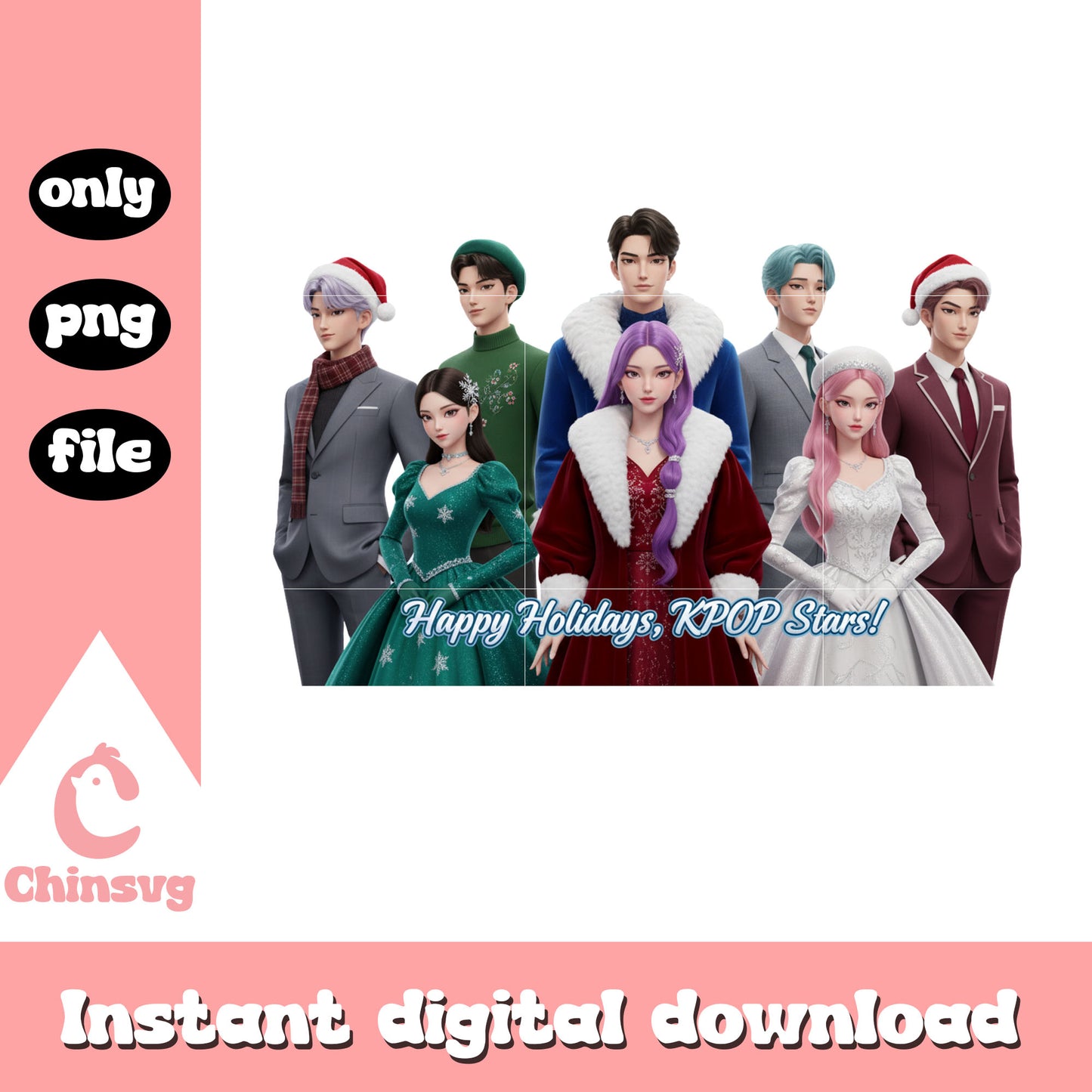 Happy holidays kpop star desig png, christmas kpop png