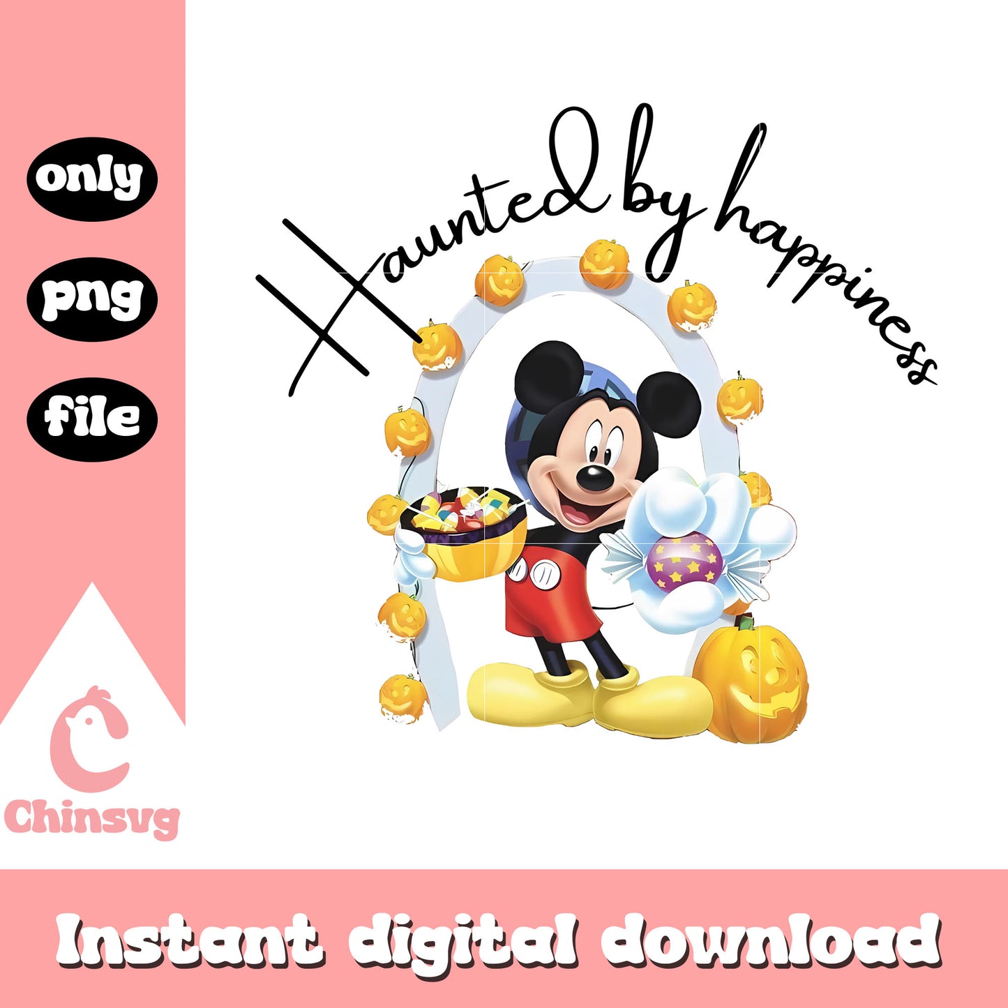 Haunted by happiness mickey mouse png, halloween decor png