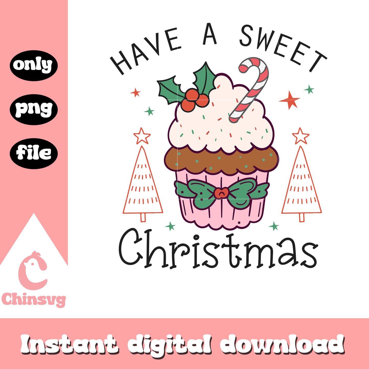 Have a sweet christmas design png, christmas cake png