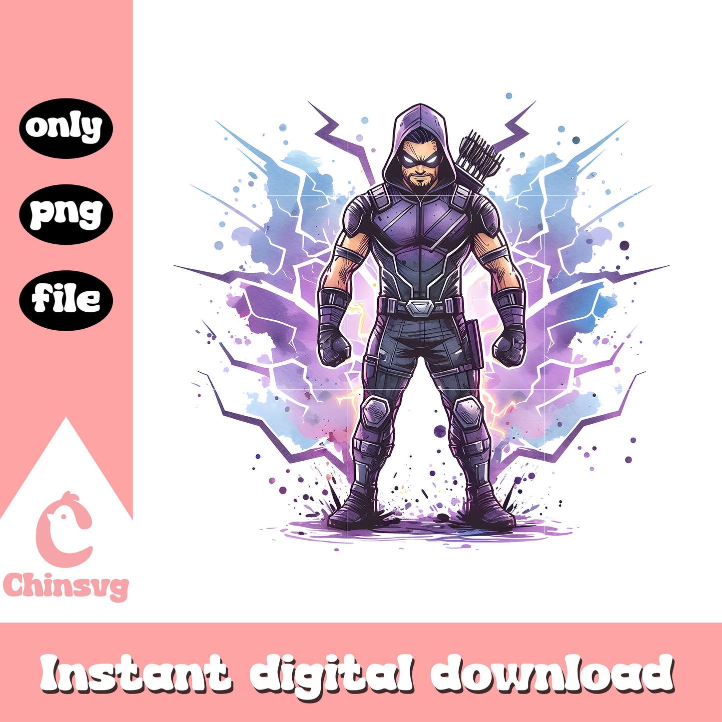 Hawkeye thunder posing splatter effect png, hawkeye art png