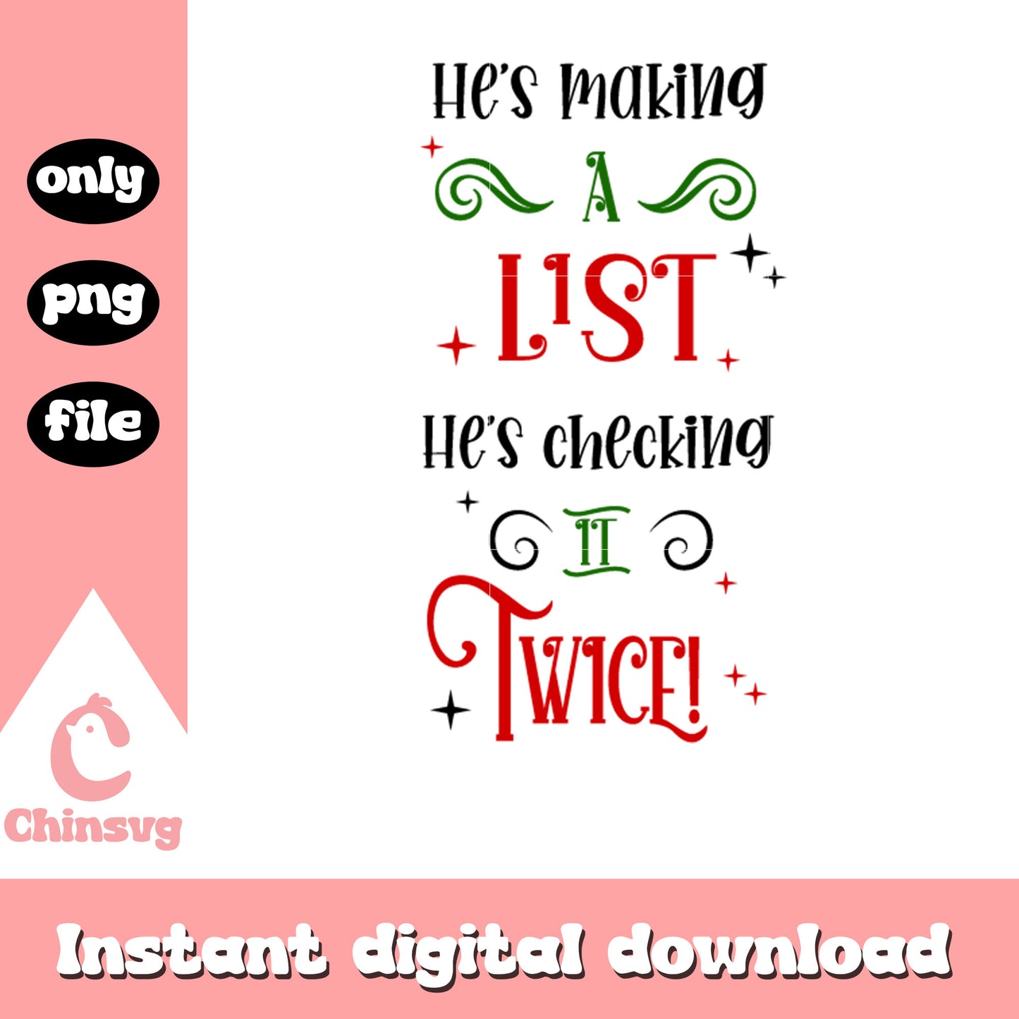 He's making a list christmas quote design png, christmas quotes png