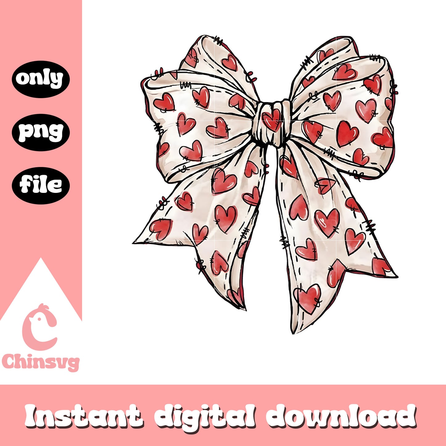 Heart coquette bow design png, valentines day bow png