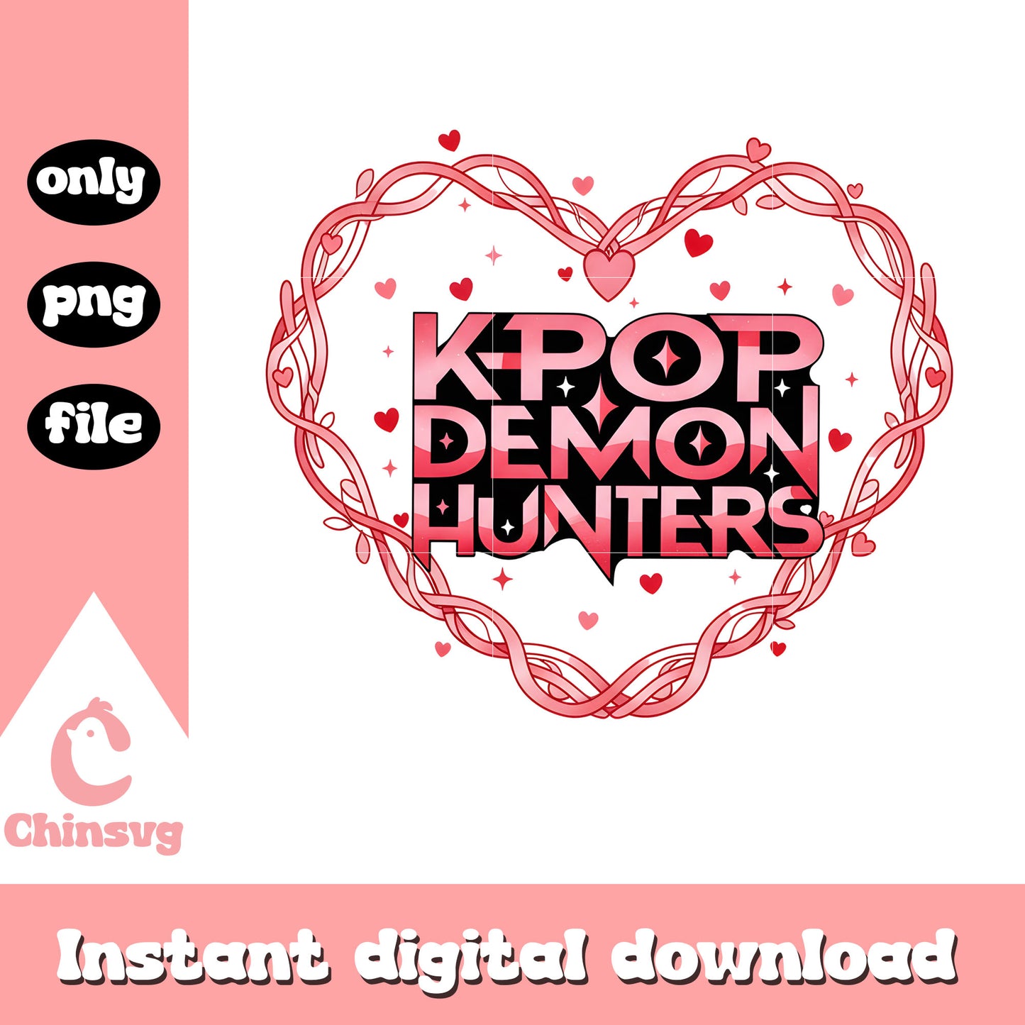 Heart design logo huntrix png, kpop valentines cards png