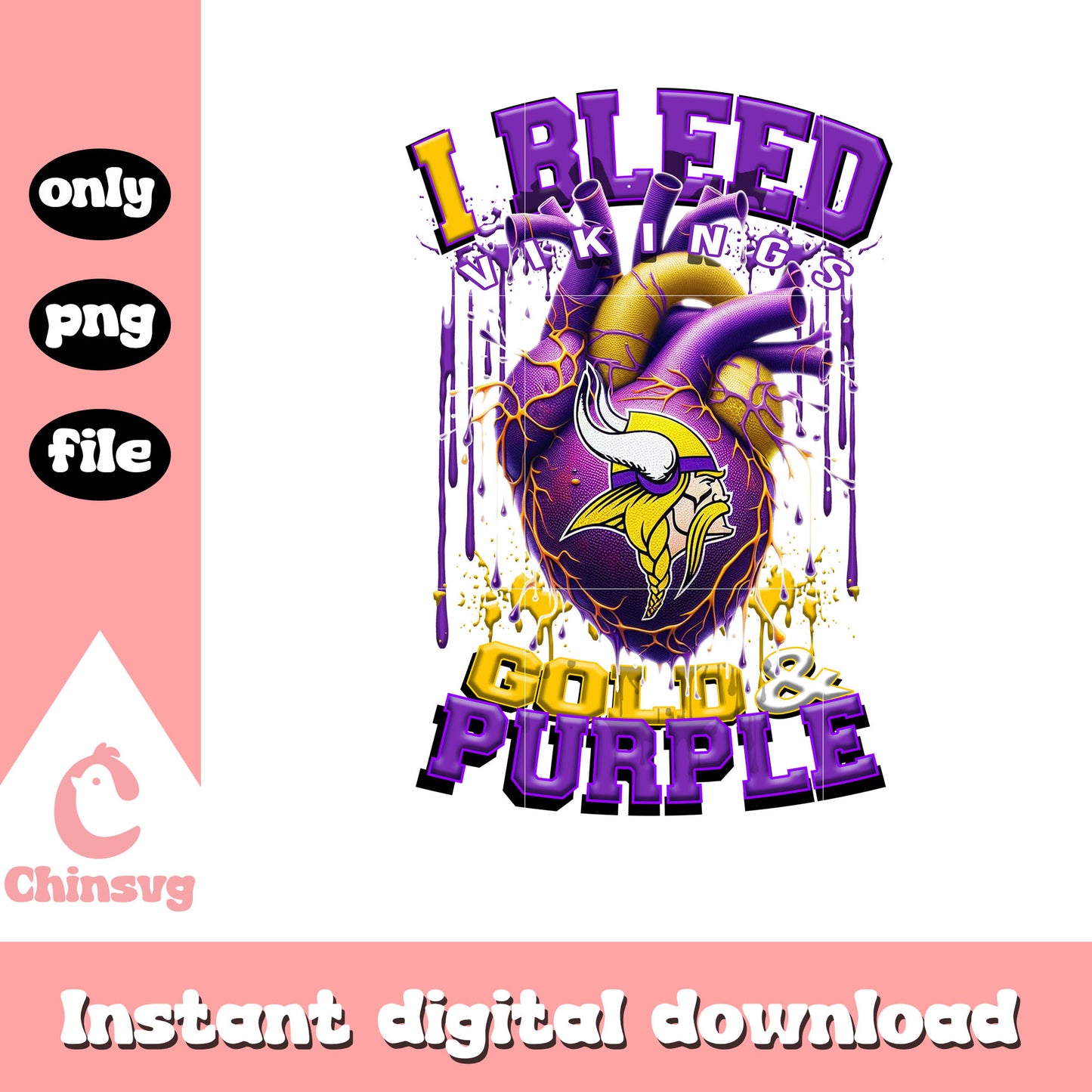 Heart gold purple minnesota vikings png, minnesota vikings nfl png