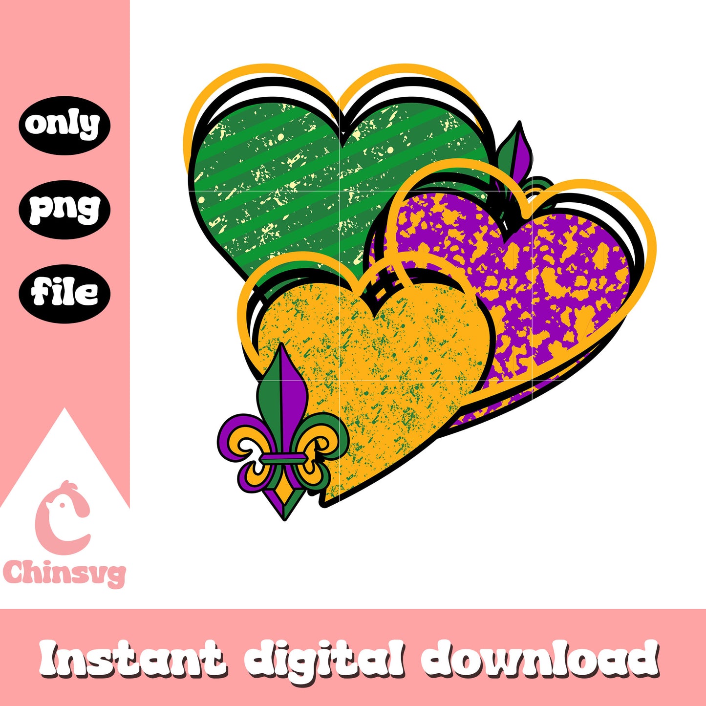 Hearts color mardi gras png, new orleans parade schedule png