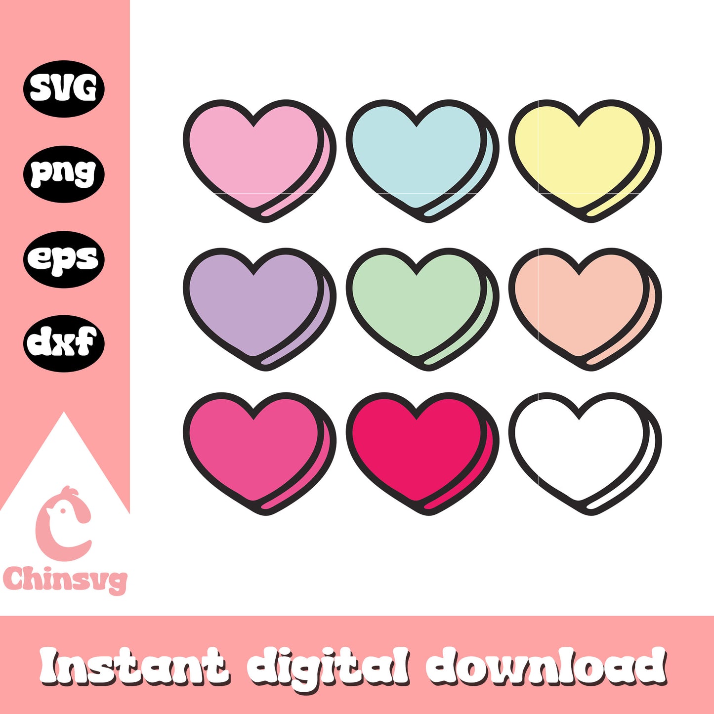 Heart shape colorful valentine svg, heart svg, valentine svg