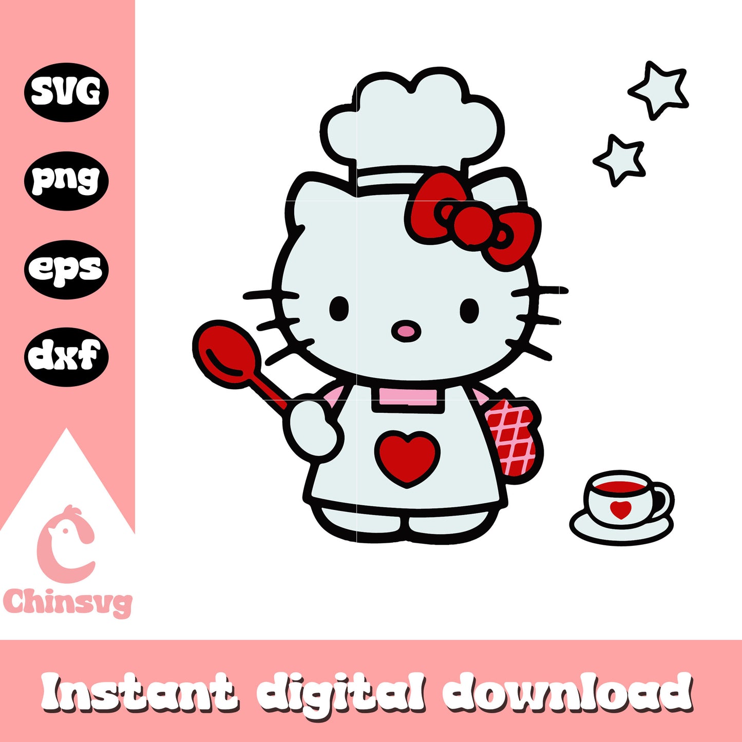 Hello Kitty cooking svg, hello kitty cartoon svg, sanrio cartoon svg