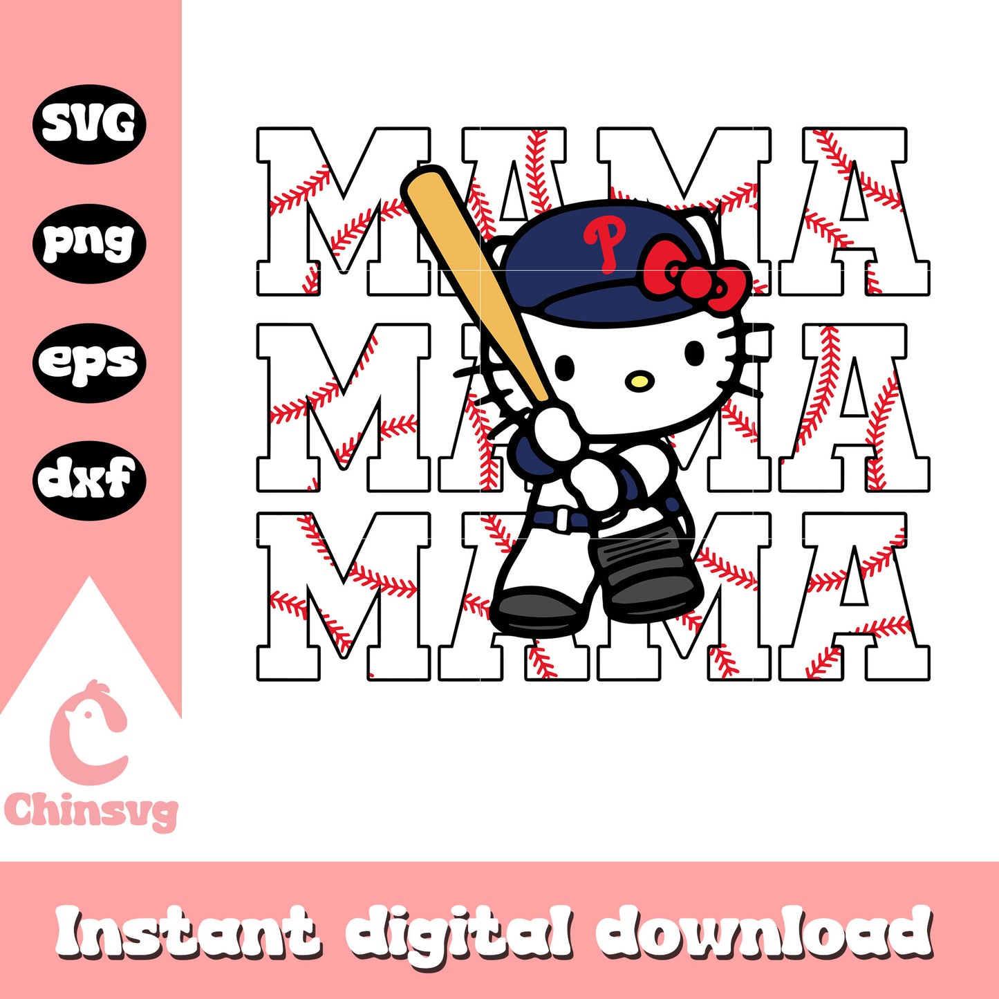 Hello Kitty dodgers baseball svg, hello kitty svg, baseball svg