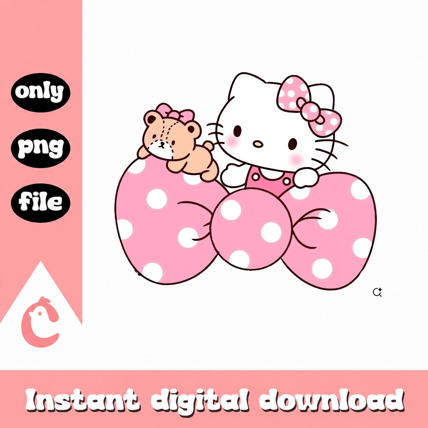 Hello Kitty With Teddy Bear PNG, Sanrio Clipart, Cute Kawaii PNG