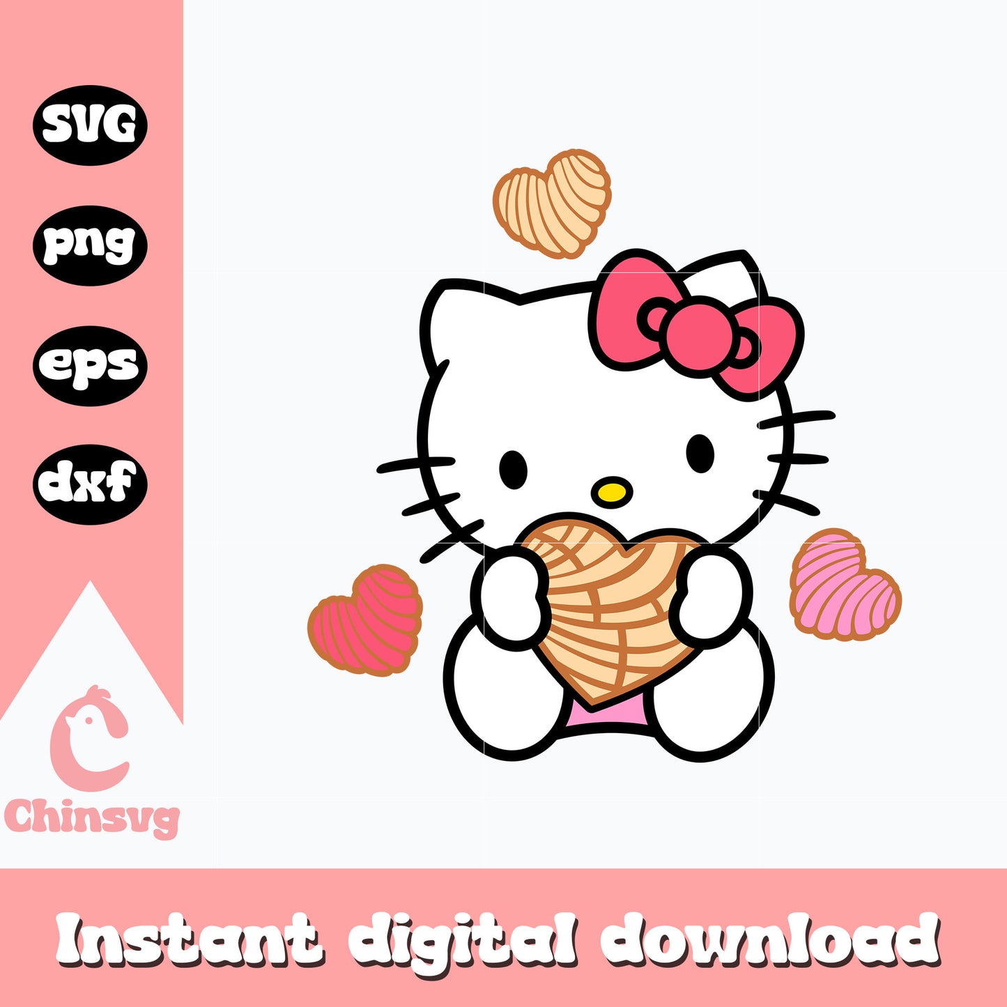 Hello Kitty concha svg, hello kitty svg, valentine svg