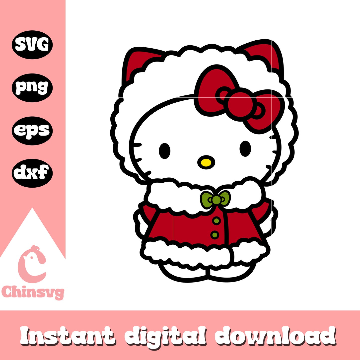 Hello kitty at christmas svg, hello kitty sanrio christmas svg