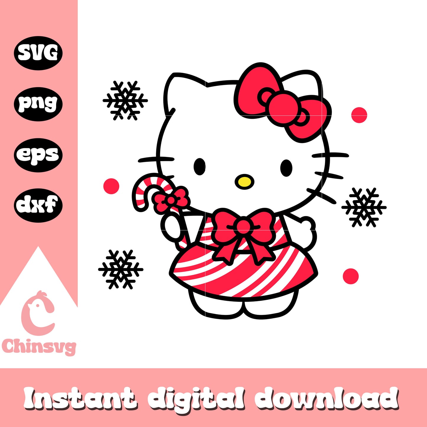 Hello kitty christmas candy svg, christmas kitty svg, sanrio christmas svg